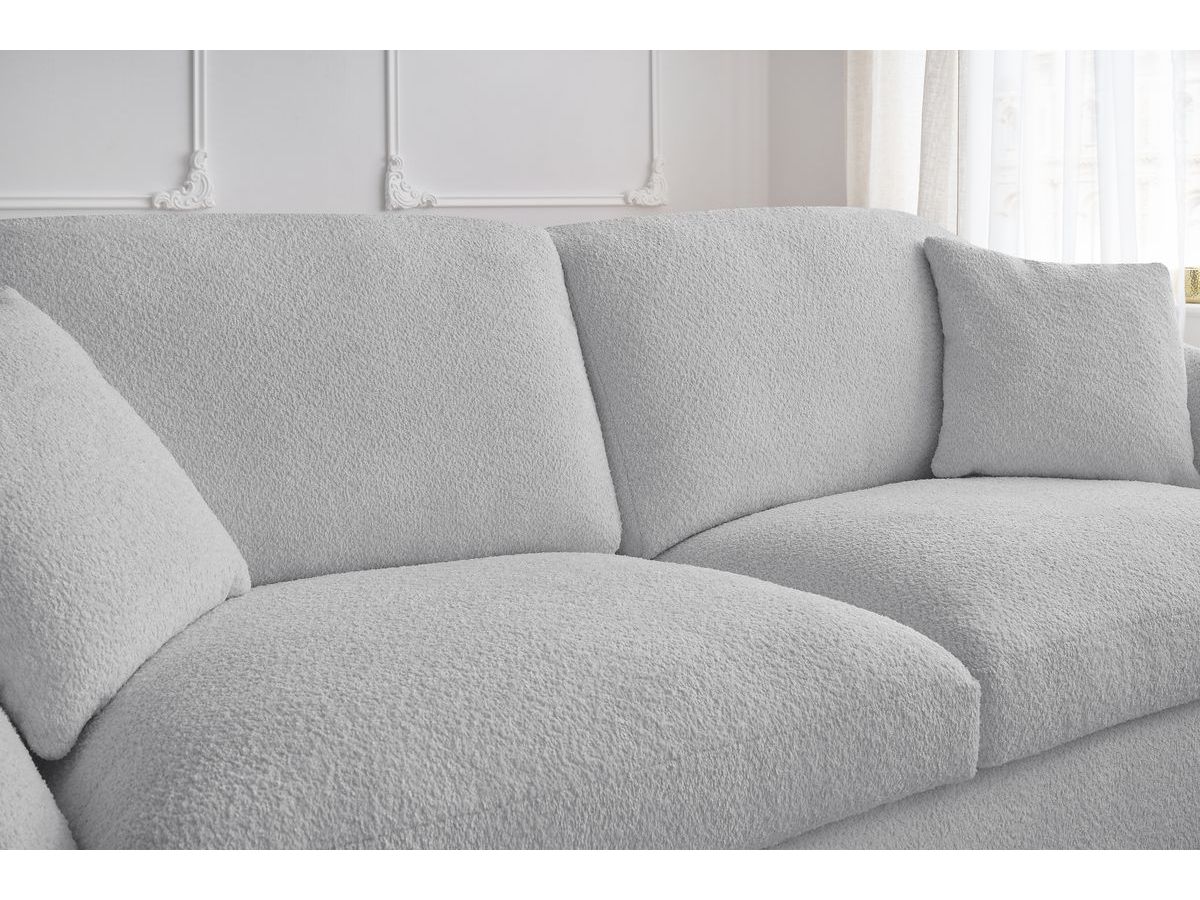 Bobochic Cezanne Schlafsofa 3-Sitzer Bouclé-Stoff Hellgrau, Liegefläche 160 × 194 cm