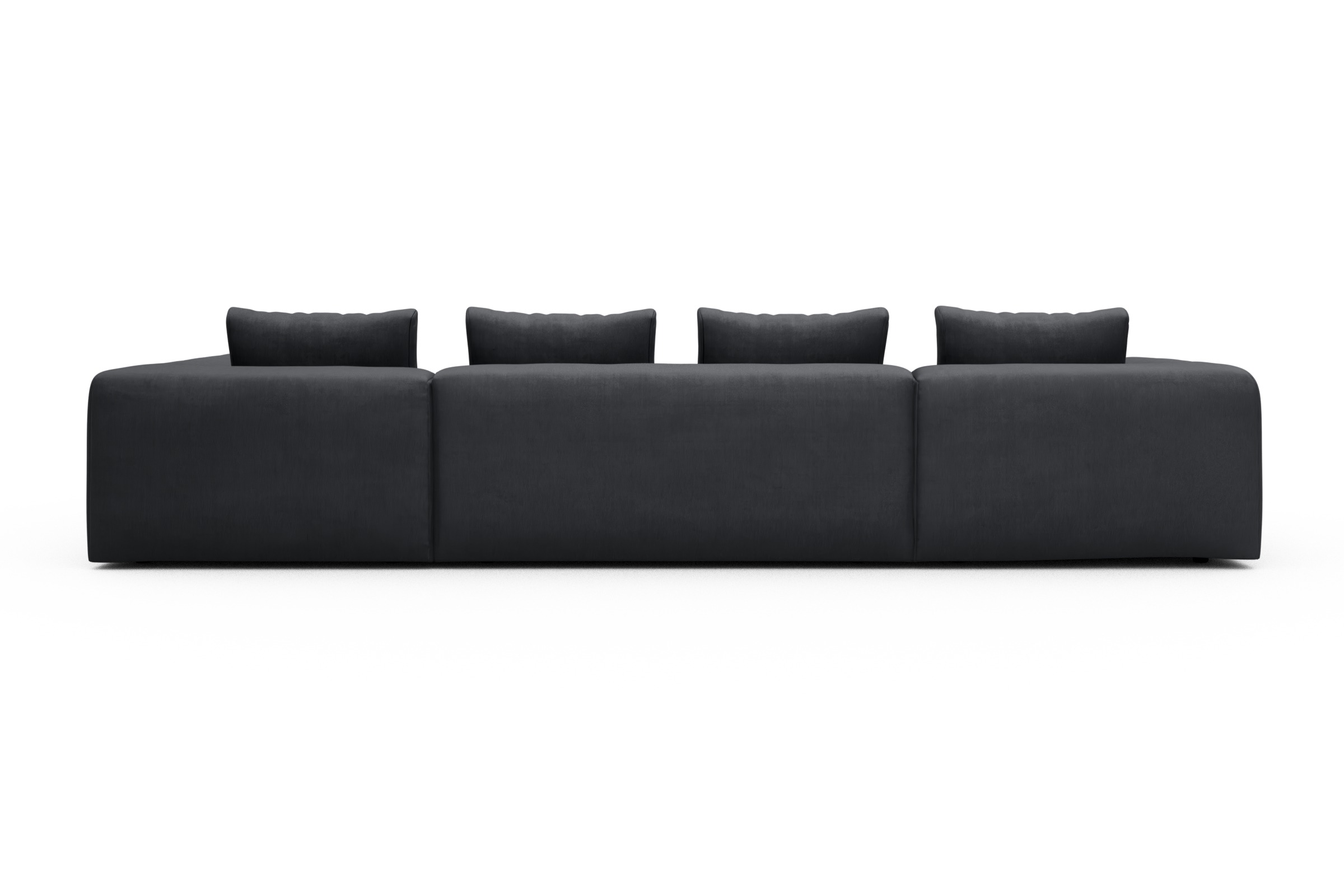 Wohnlandschaft Fred Relax-Ecke rechts mit 2-Sitzer und Chaiselongue links Cordufine-Slate-Grey