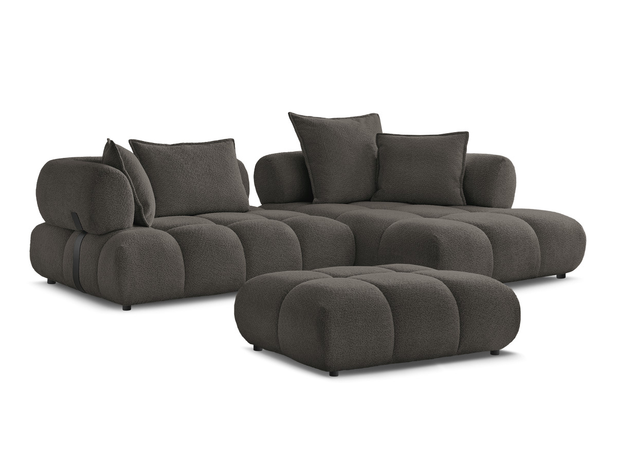 Bobochic Alya Ecksofa mit Pouf Bouclé-Stoff Braun Ecke rechts