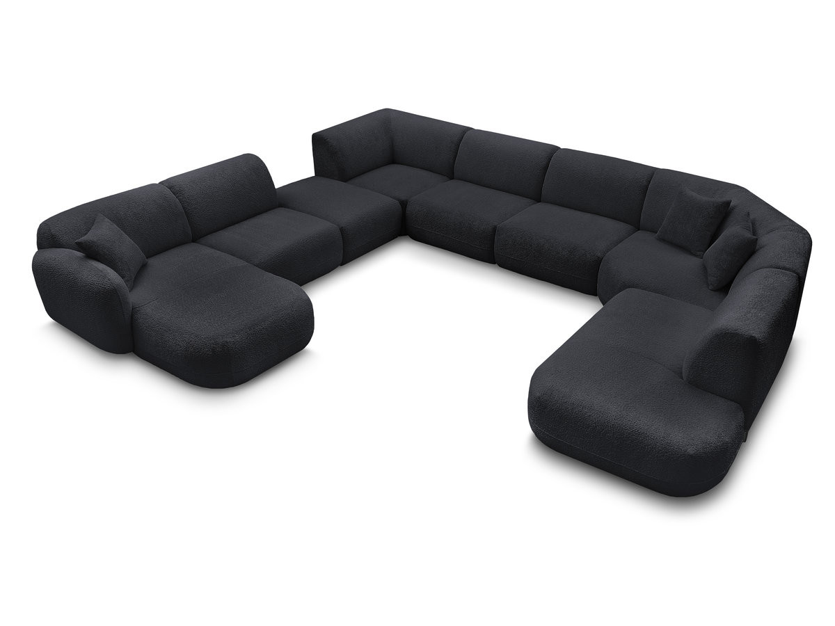 Bobochic Anda Wohnlandschaft mit Pouf 396 × 357 cm Chenille Schwarz Ecke links
