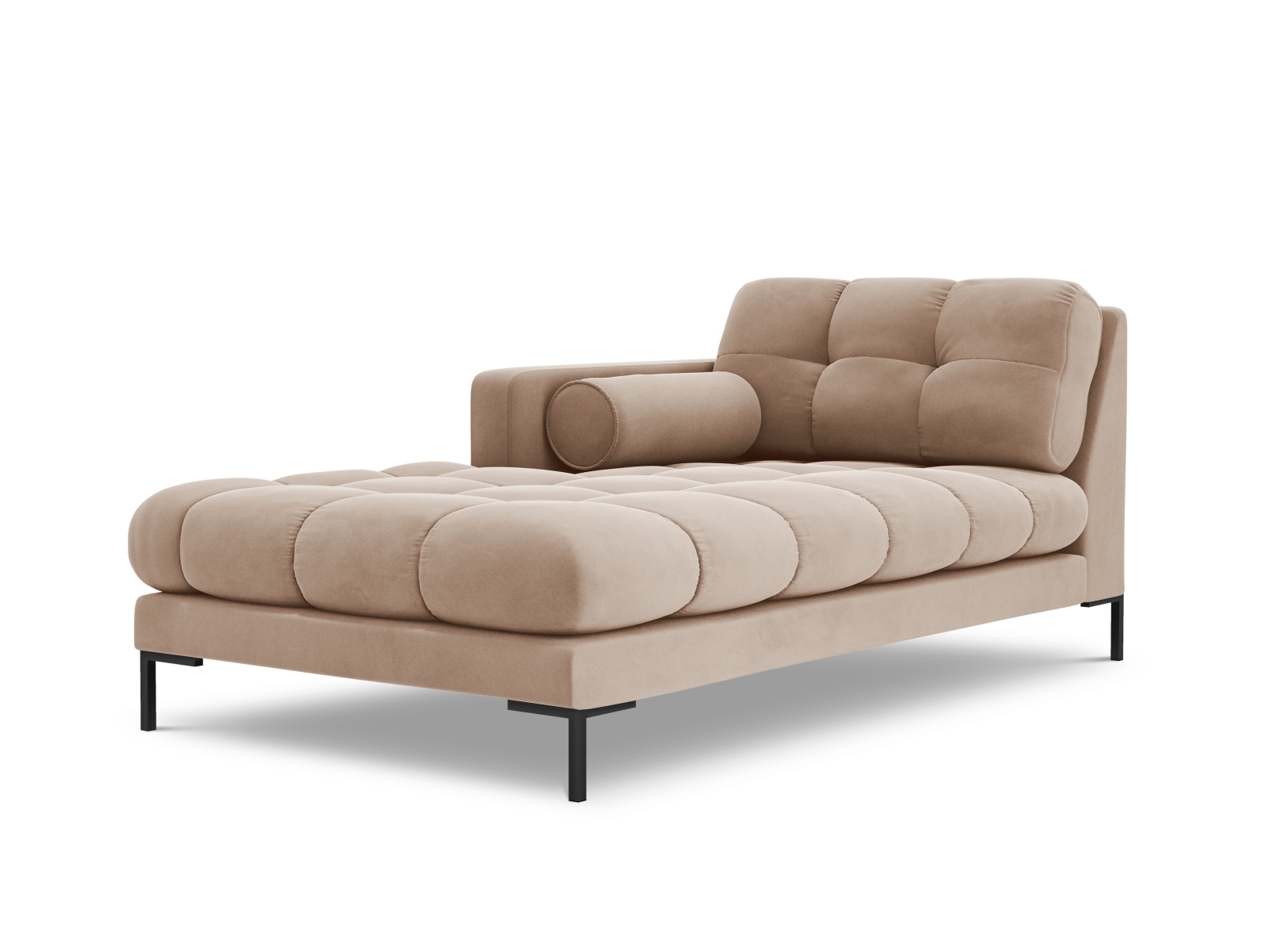 Cosmopolitan Design Chaiselongue Bali Samt Bluvel Beige Links Beine Schwarzes Metall