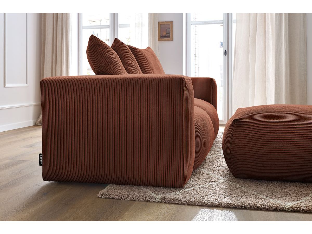Bobochic Voltaire Sofa 4-Sitzer mit Pouf 248 × 100 cm Cordsamt Orange