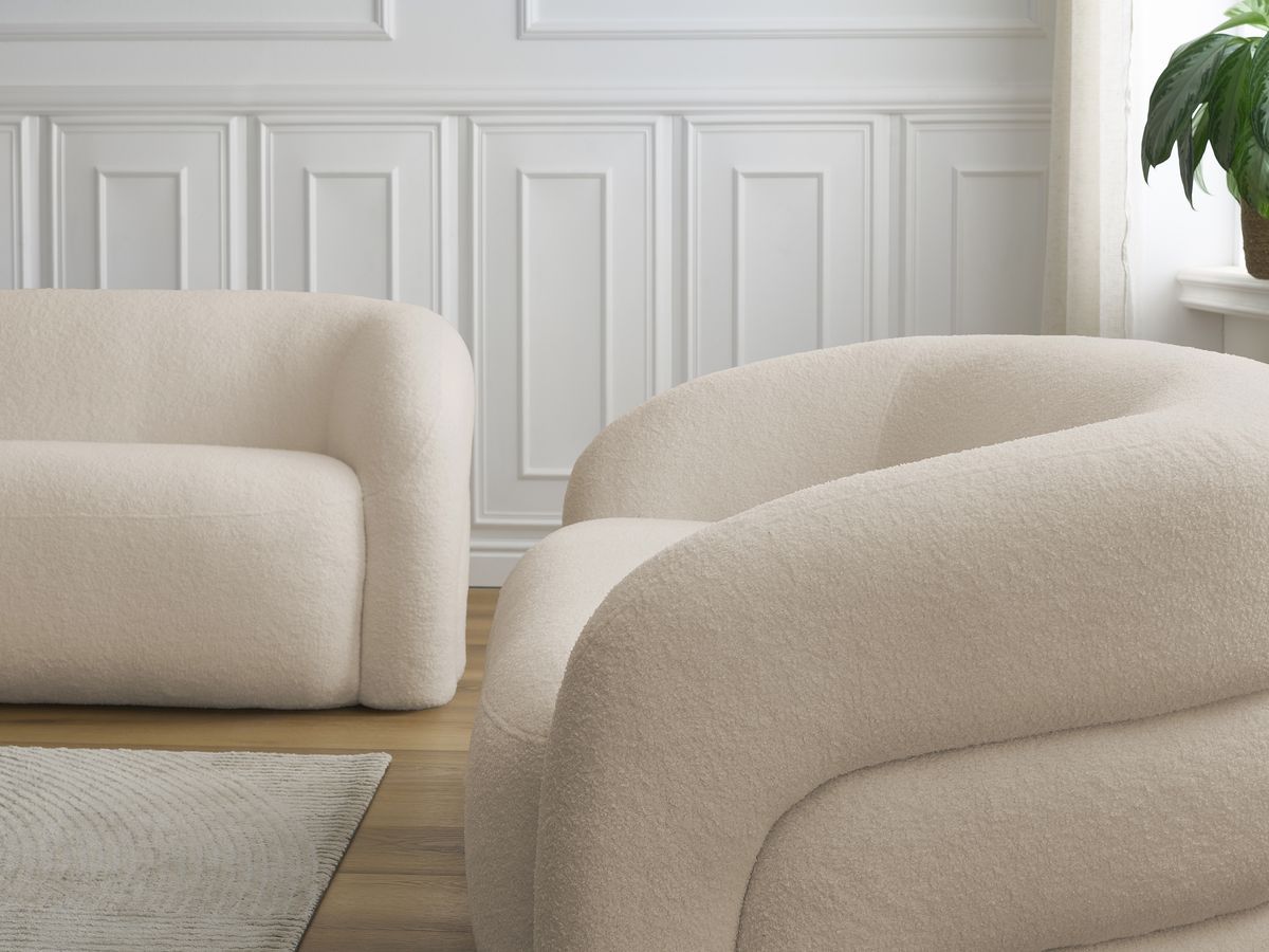 Bobochic Elina Sofa 5-Sitzer Bouclé-Stoff Beige