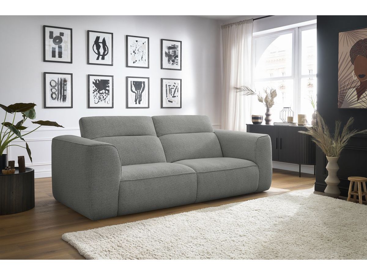 Bobochic William Sofa 3-Sitzer Melange-Stoff Hellgrau