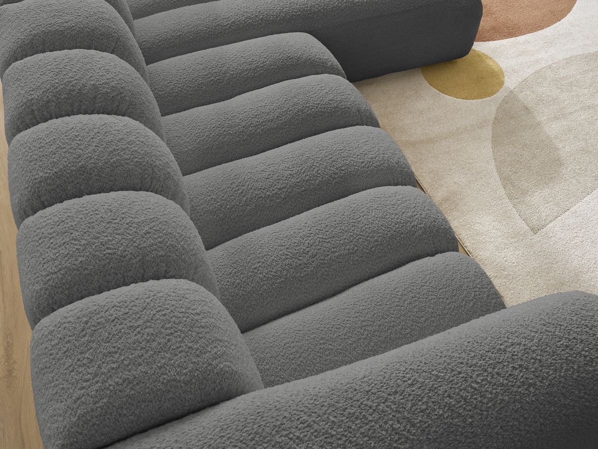 Bobochic Talia Ecksofa Bouclé-Stoff Dunkelgrau Ecke rechts