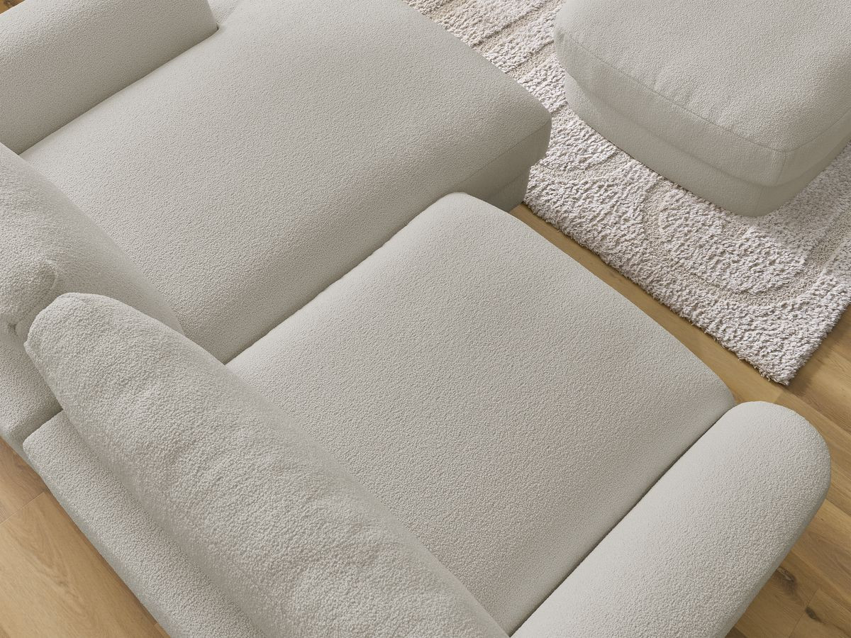 Bobochic Leonore Ecksofa mit Pouf Bouclé-Stoff Taupe Ecke rechts