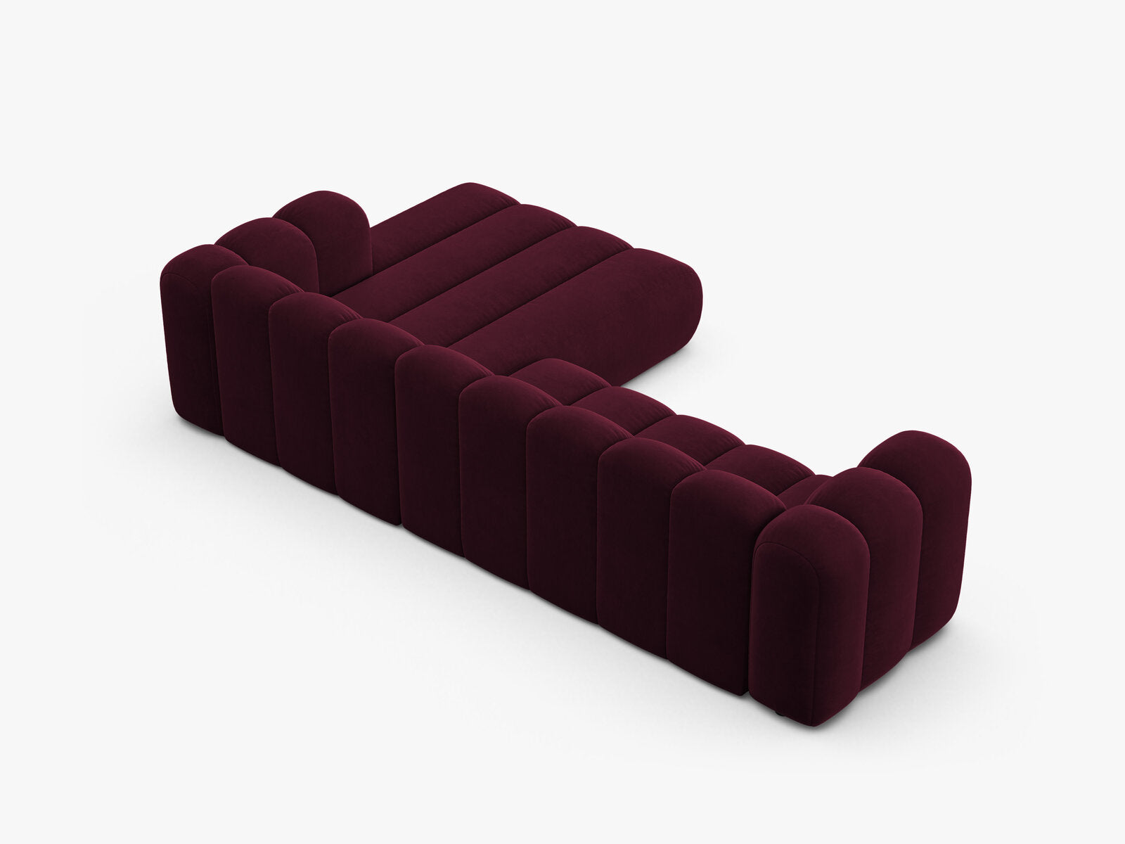 Micadoni Modulares Ecksofa Lupine 4-Sitzer Samt Venus Burgunder Rechts