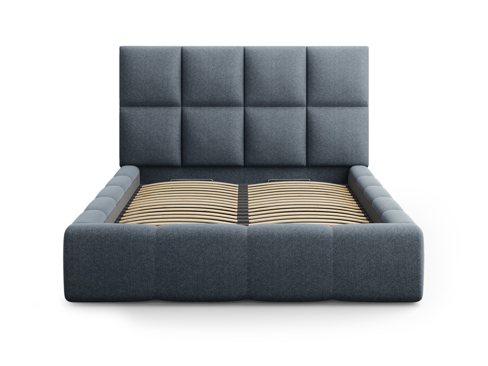 Cosmopolitan Design Stauraumbett mit Kopfteil Livigno 160x200 Strukturierter Stoff Solid Dunkelblau