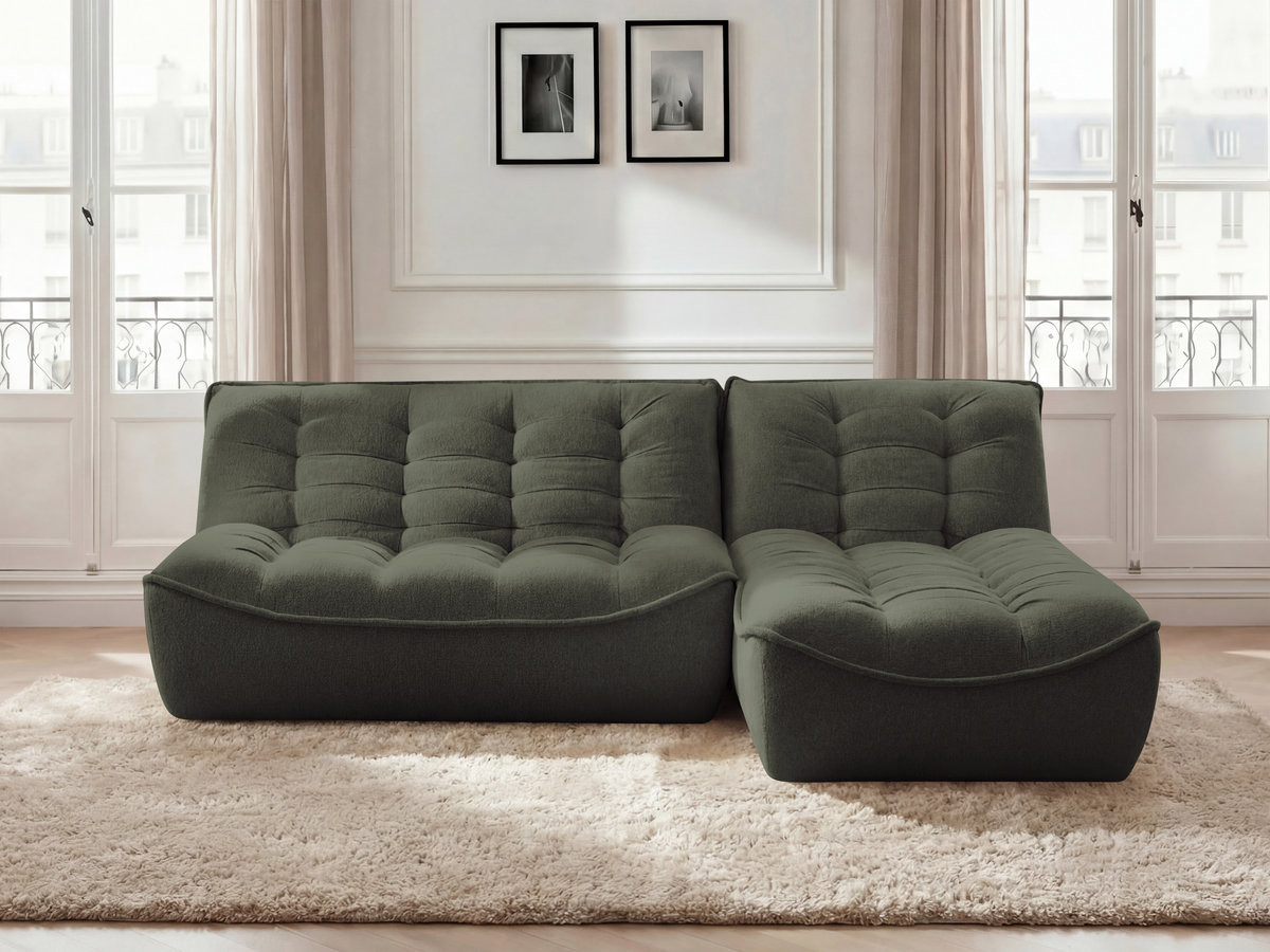 Bobochic Serena Ecksofa Melange-Stoff Grün