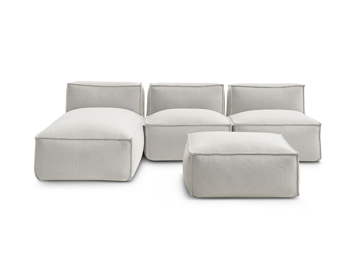 Bobochic Biarritz Gartensofa 4-Sitzer mit Pouf 252 × 168 cm Melange-Stoff Beige