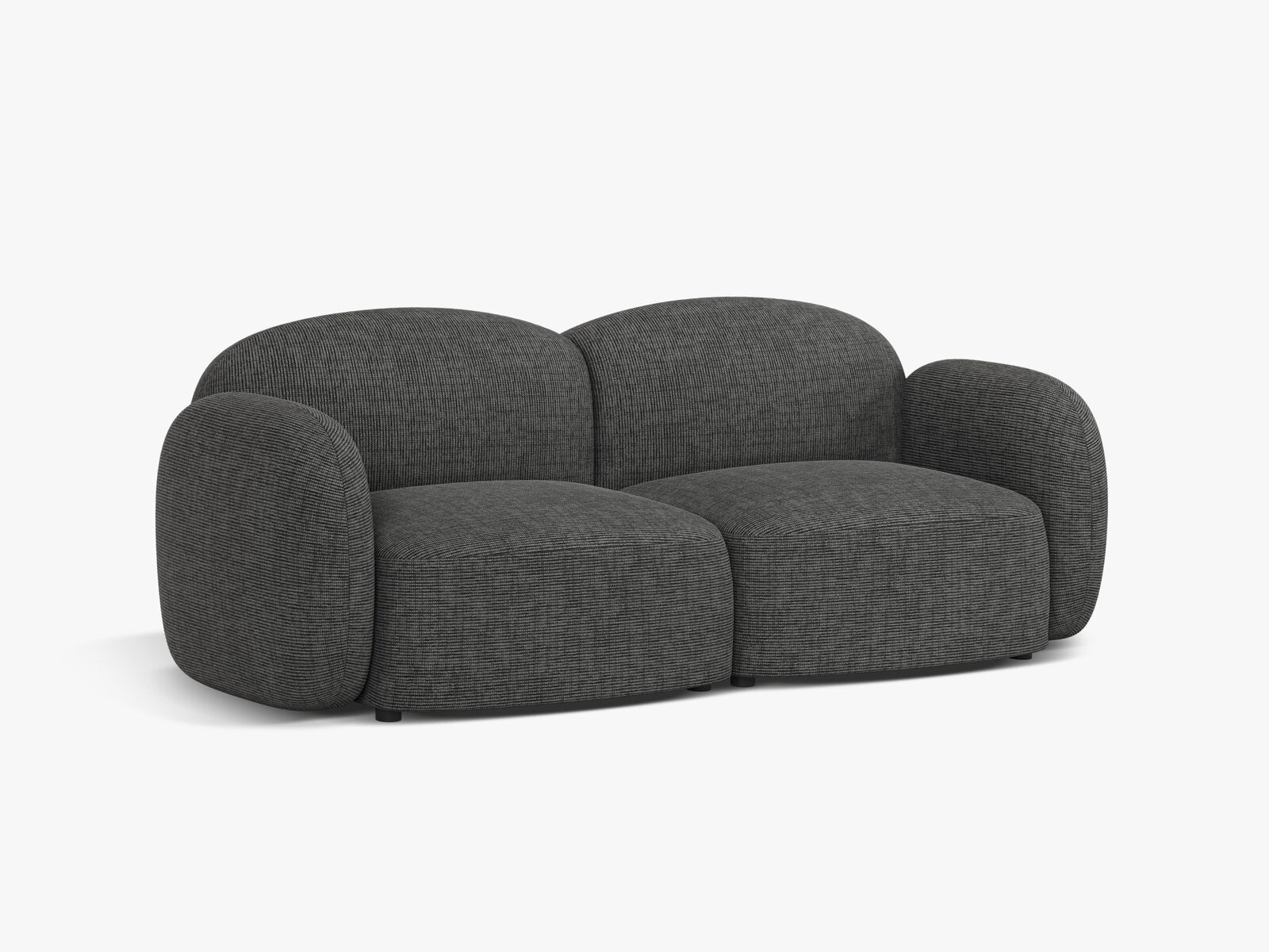 Micadoni Sofa Blair 2-Sitzer Strukturierter Stoff Baltimore Grau Melange