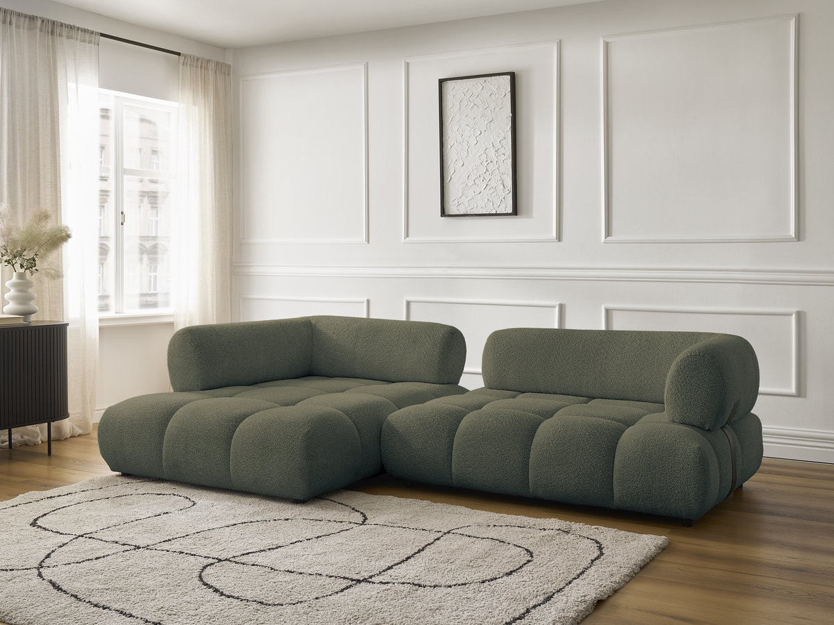 Bobochic Alya Ecksofa Bouclé-Stoff Grün Ecke links