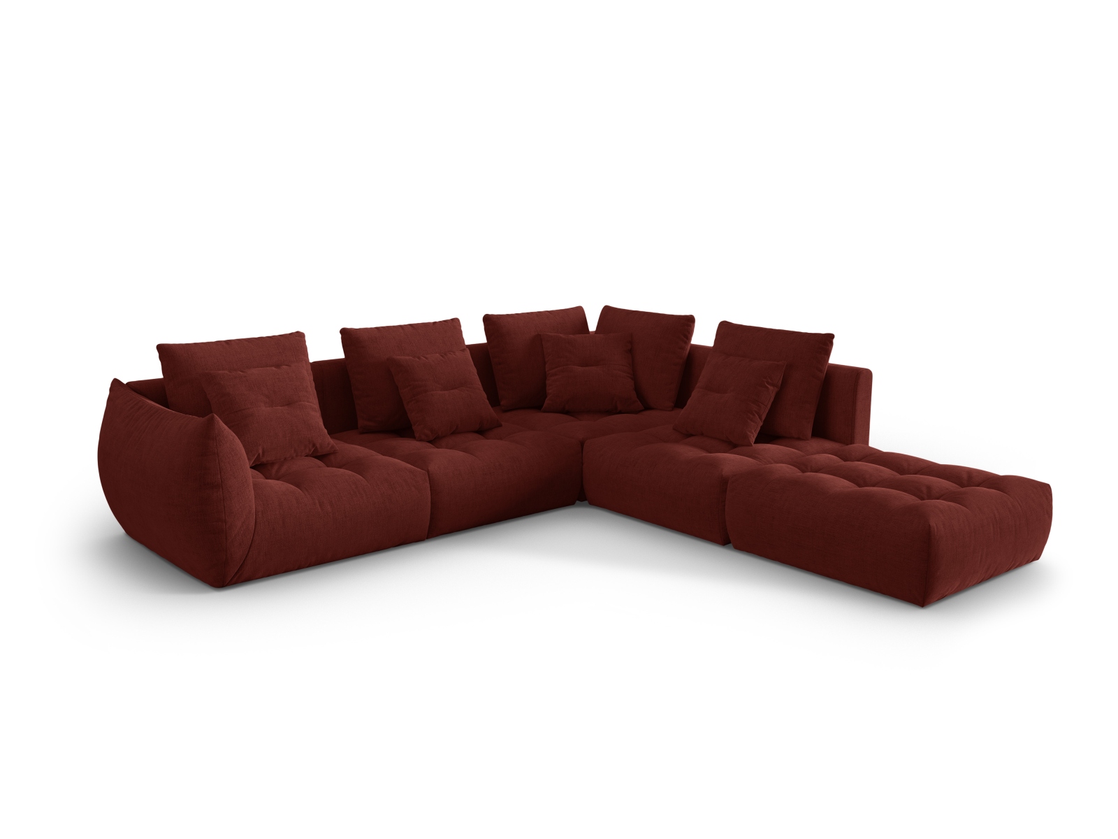 Micadoni Ecksofa Bloom 5-Sitzer Rechts Strukturierter Stoff Rot