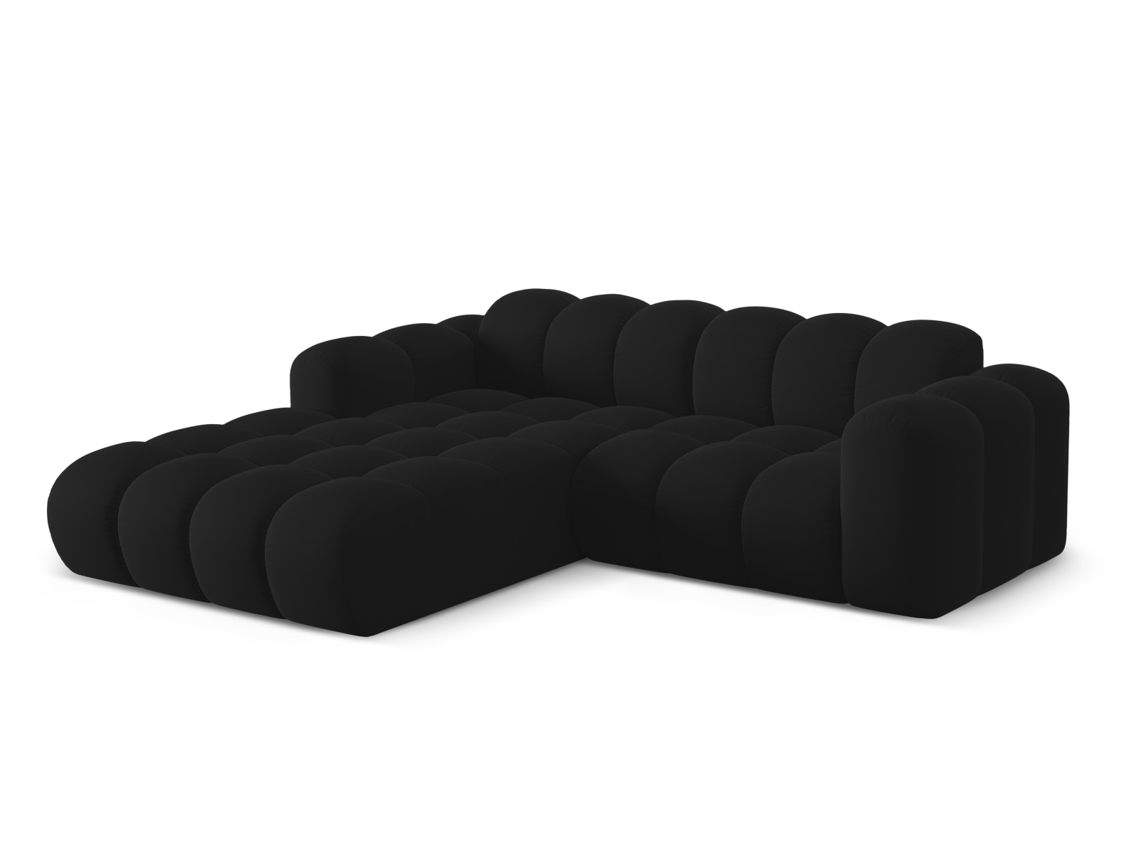 Cosmopolitan Design Ecksofa Treno 3-Sitzer Samt Bluvel Schwarz Links