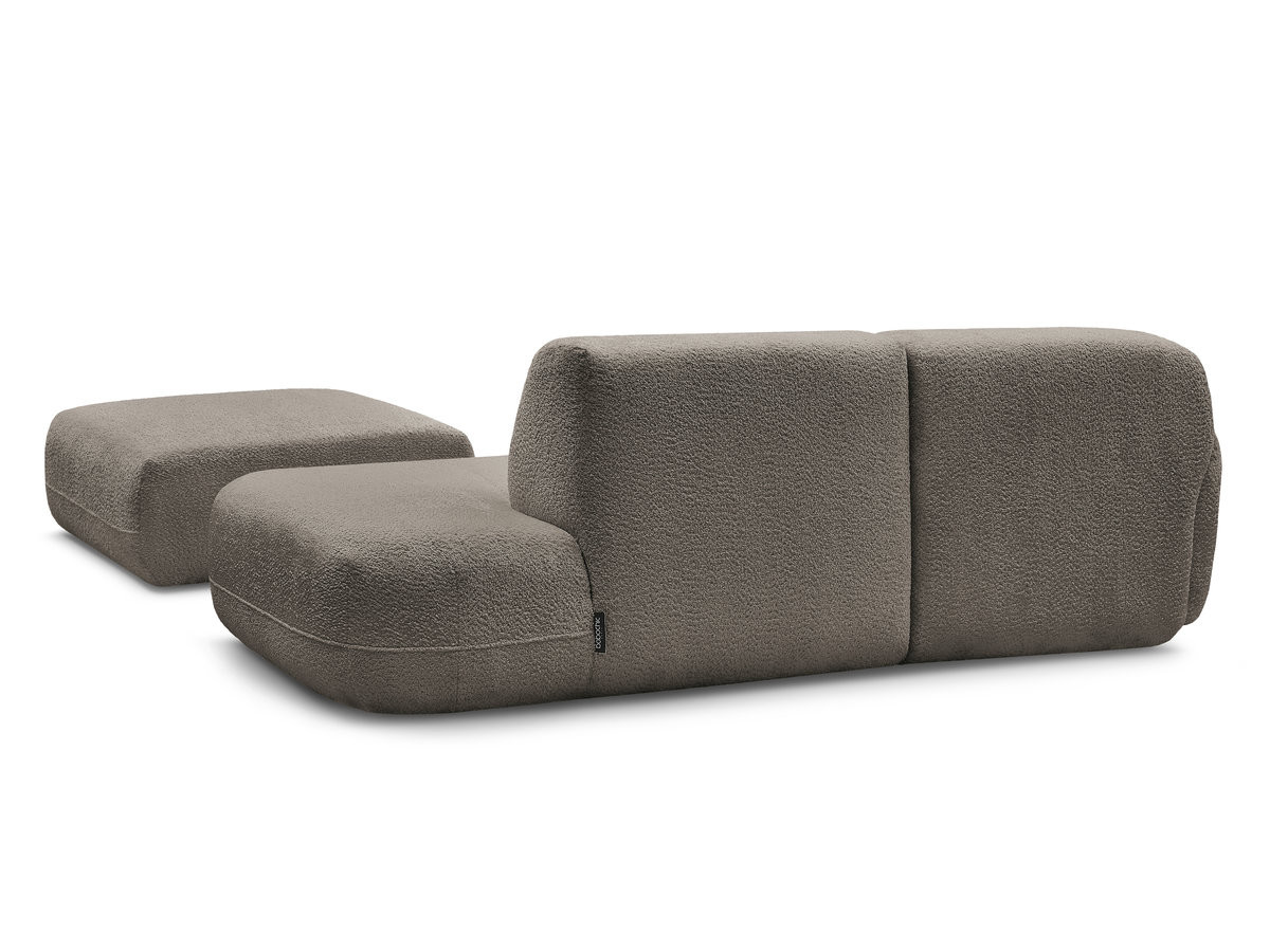 Bobochic Anda Ecksofa mit Pouf 241 × 163 cm Chenille Taupe Ecke links