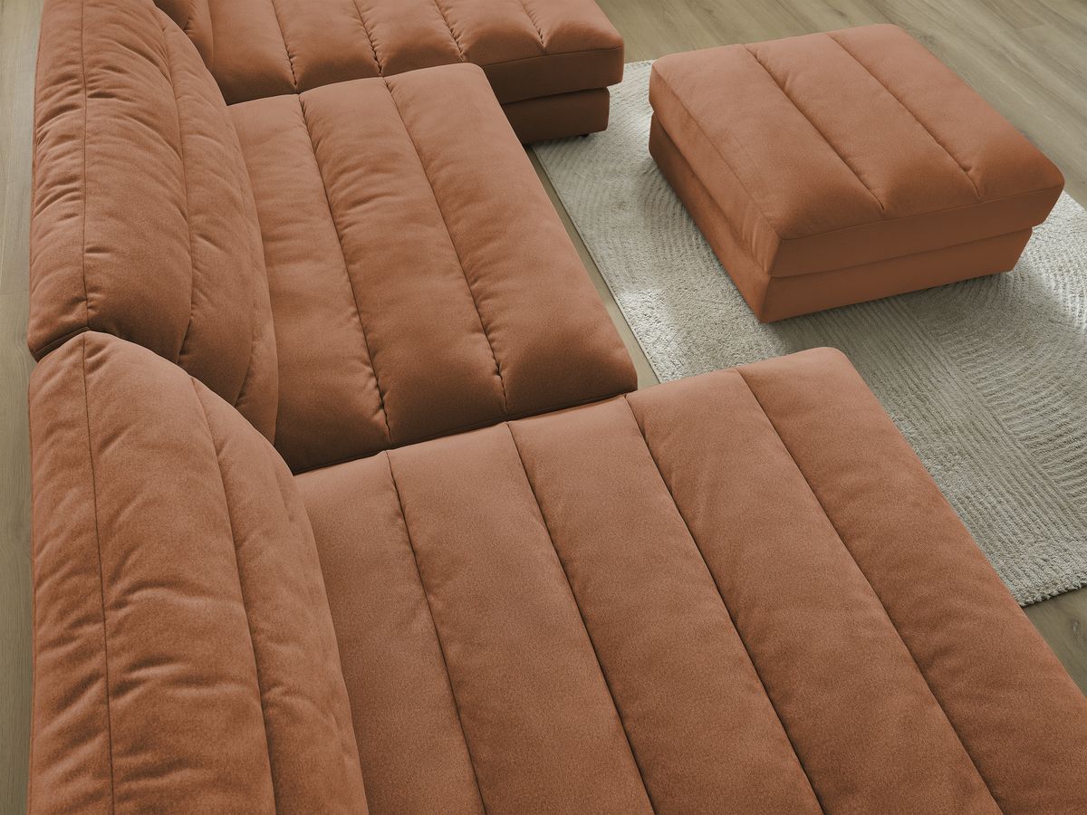 Bobochic Sierra Wohnlandschaft mit Pouf Samt Orange