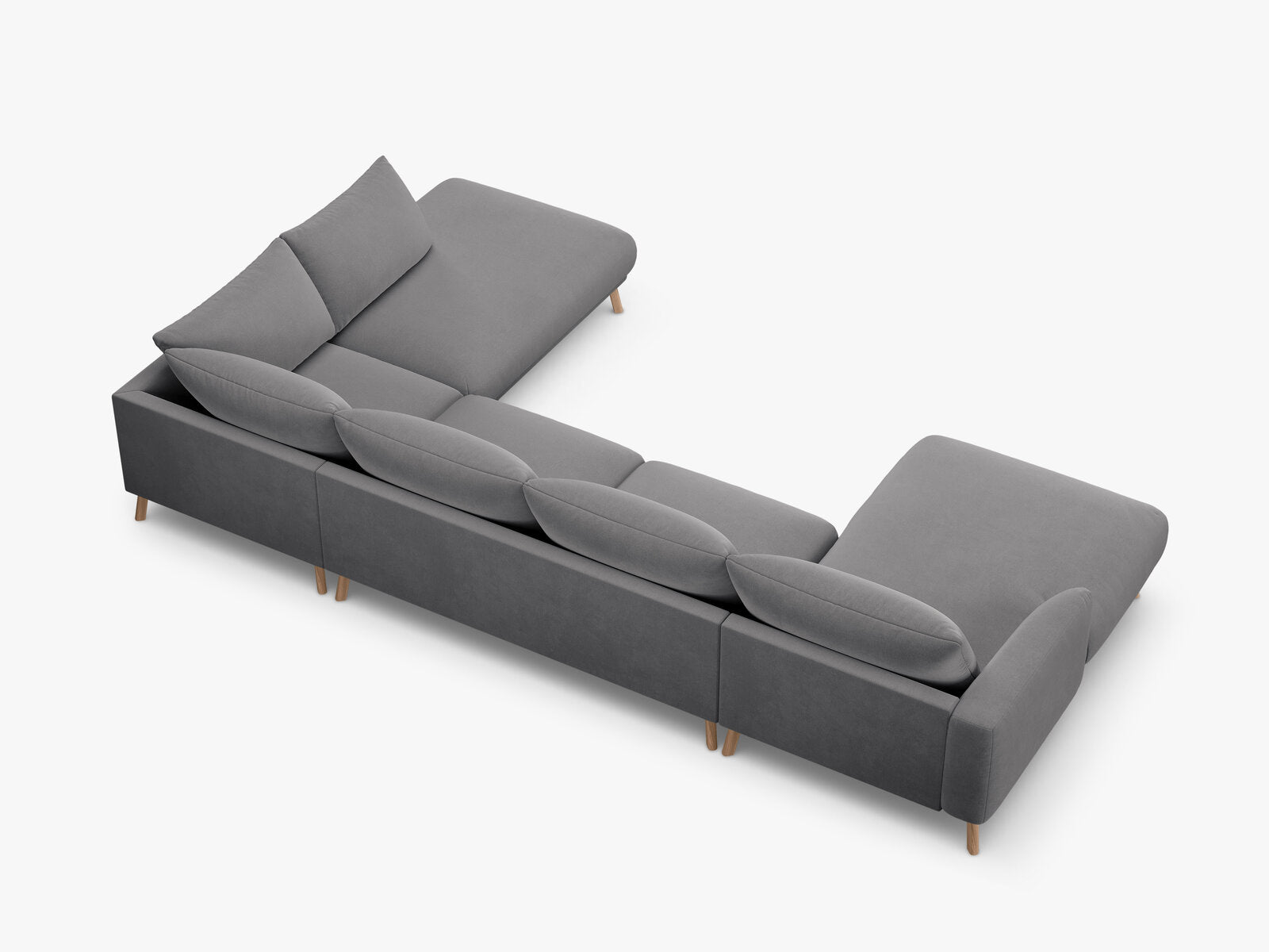Micadoni Panorama Ecksofa Naomi 6-Sitzer Rechts Samt Salvador Grau
