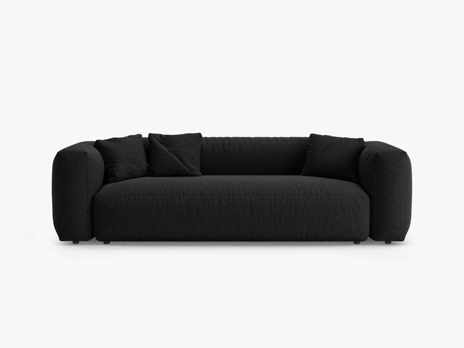 Micadoni Martina Schlafsofa 3-Sitzer Strukturierter Stoff Boston Schwarz