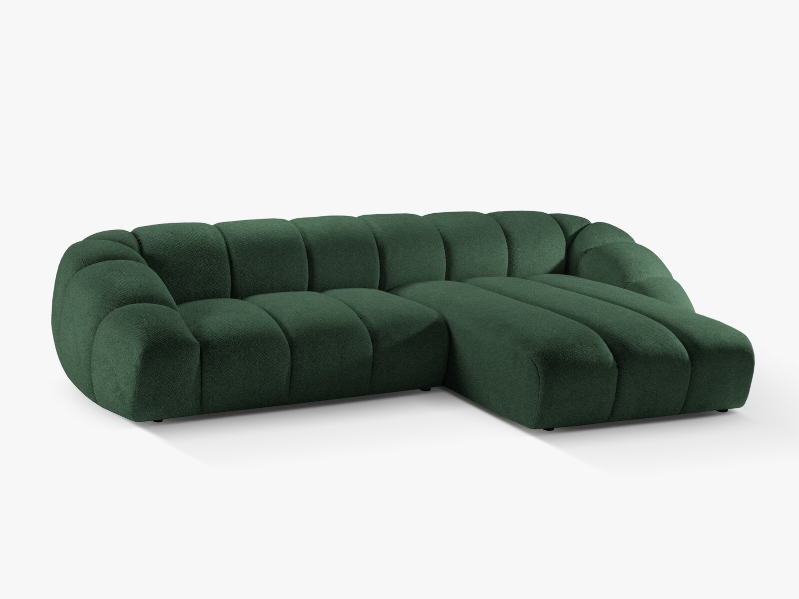 Micadoni Ecksofa Diana 4-Sitzer Rechts Strukturierter Samtstoff Grün