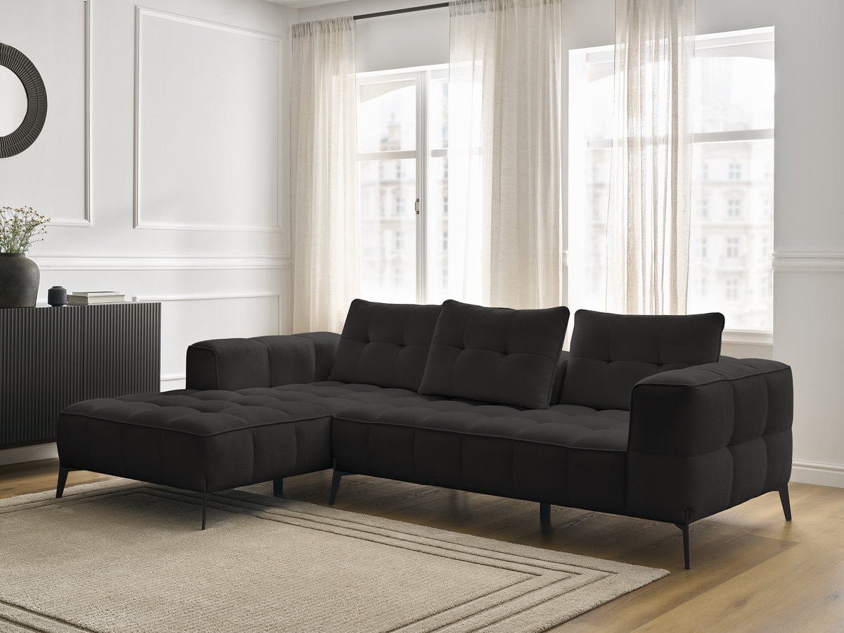 Bobochic Anis Ecksofa Strukturstoff Schwarz Ecke links