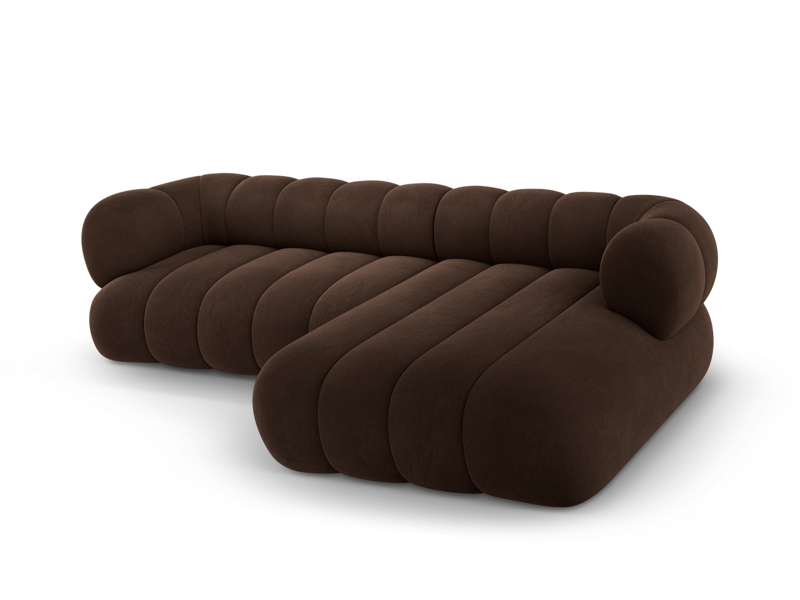 Cosmopolitan Design Ecksofa Koge 5-Sitzer Samt Vogue Schokolade Rechts