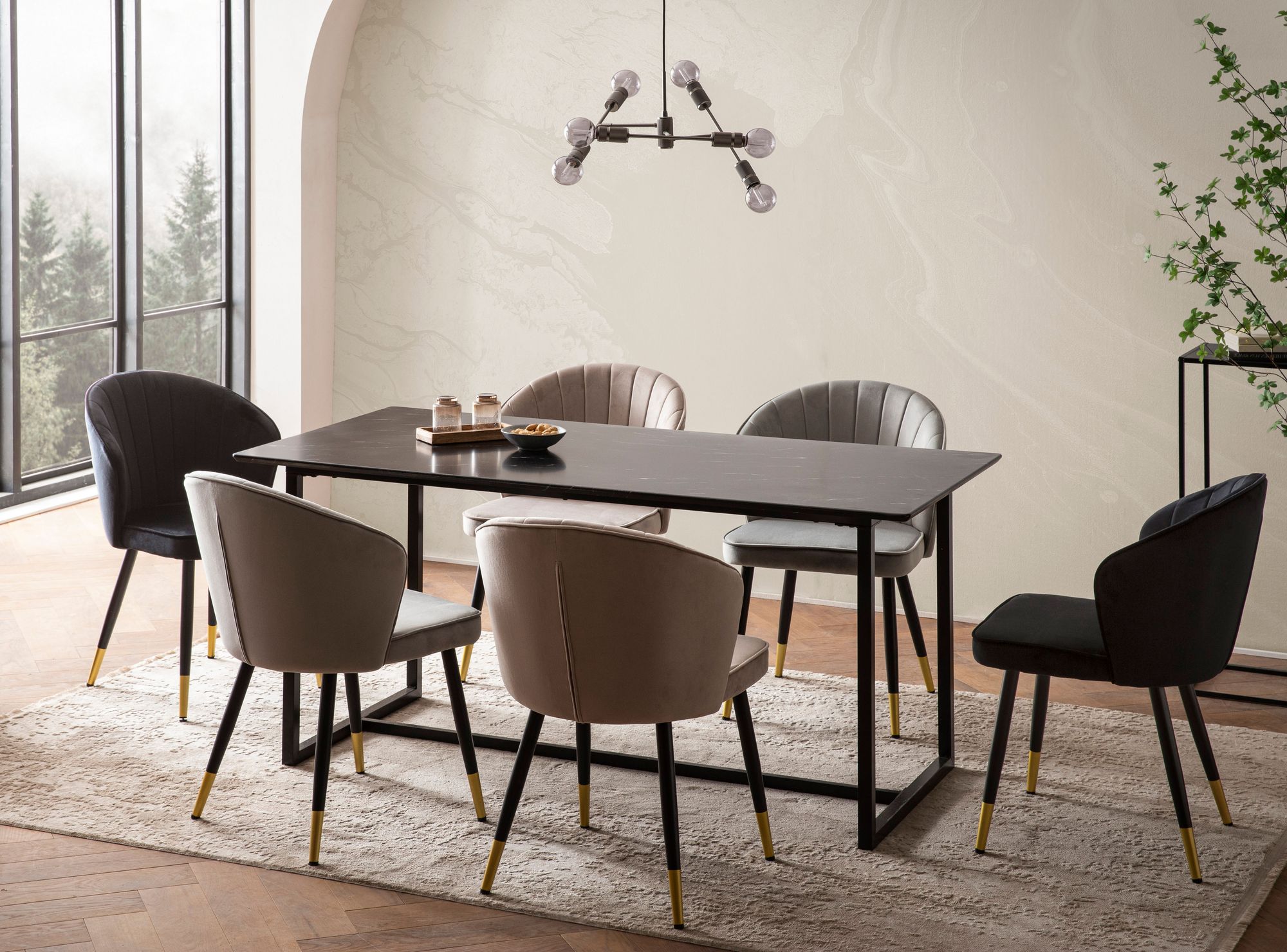 Esstisch Godvik Marmoroptik Schwarz 200 × 90 × 76 cm