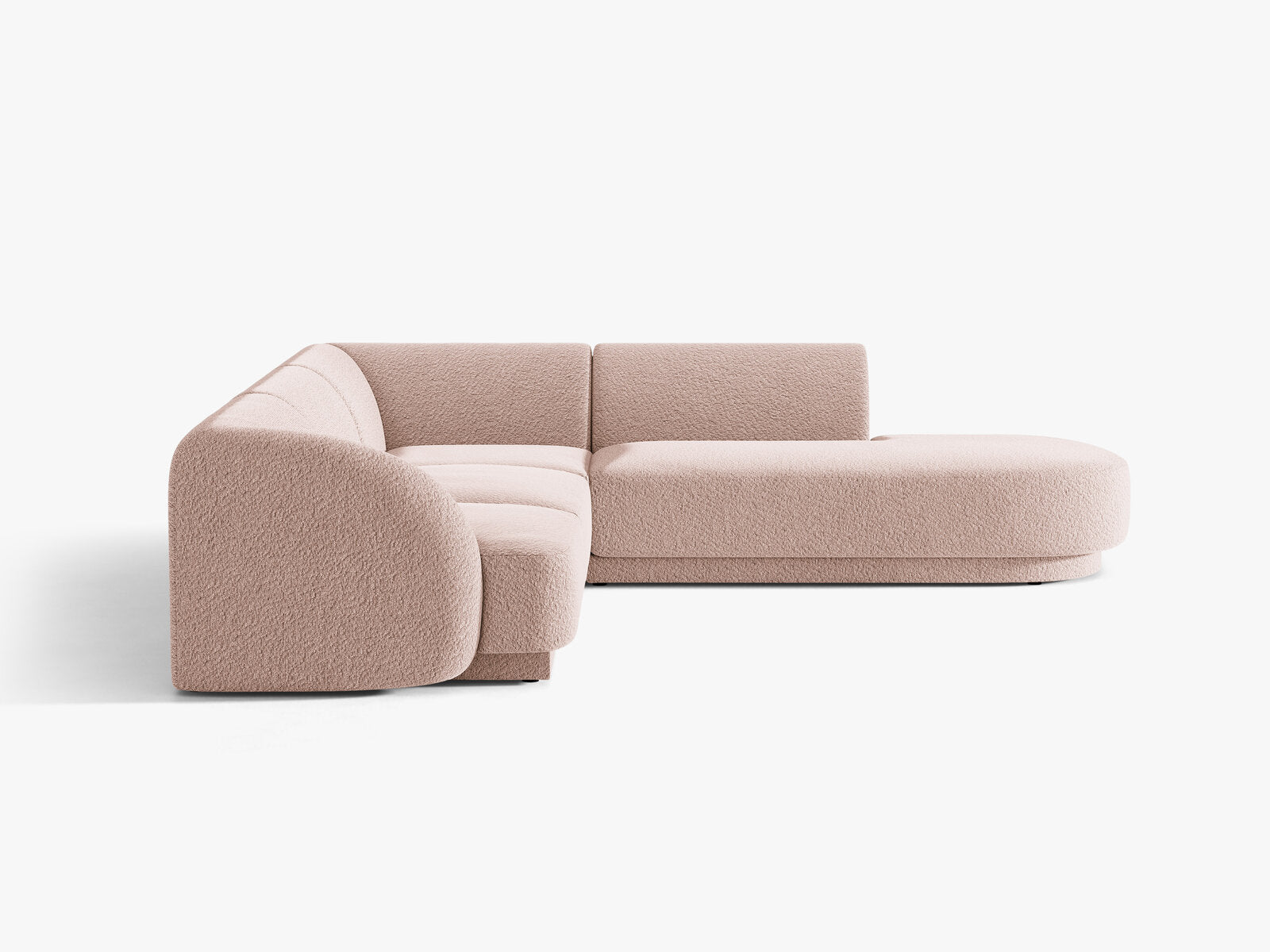 Micadoni Ecksofa Miley 6-Sitzer Boucle Baloo Puderrosa Rechts
