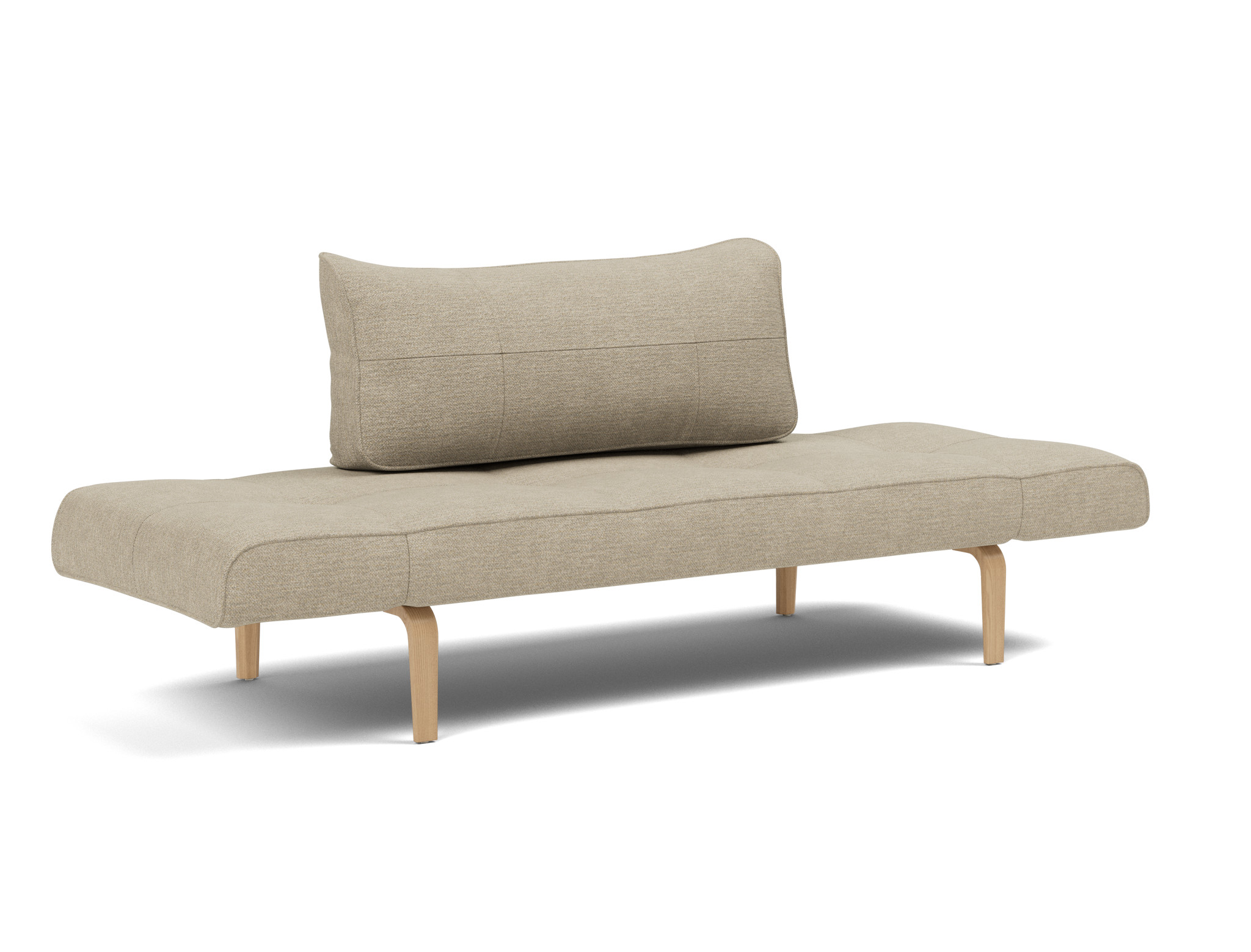 Tagesbett Zeal Strukturierter Stoff Taura 356-Sand Beine Bow Eiche
