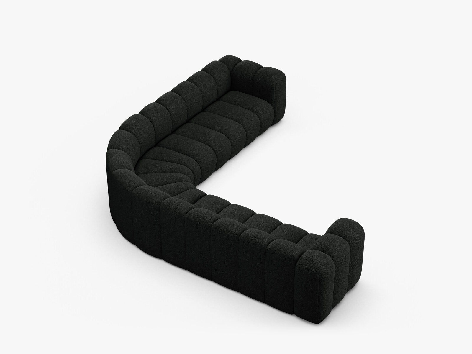 Micadoni symmetrisches Ecksofa Lupine 5-Sitzer  Boucle Baloo Schwarz