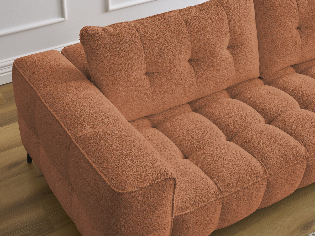 Bobochic Anis Sofa 3-Sitzer mit Pouf Bouclé-Stoff Orange