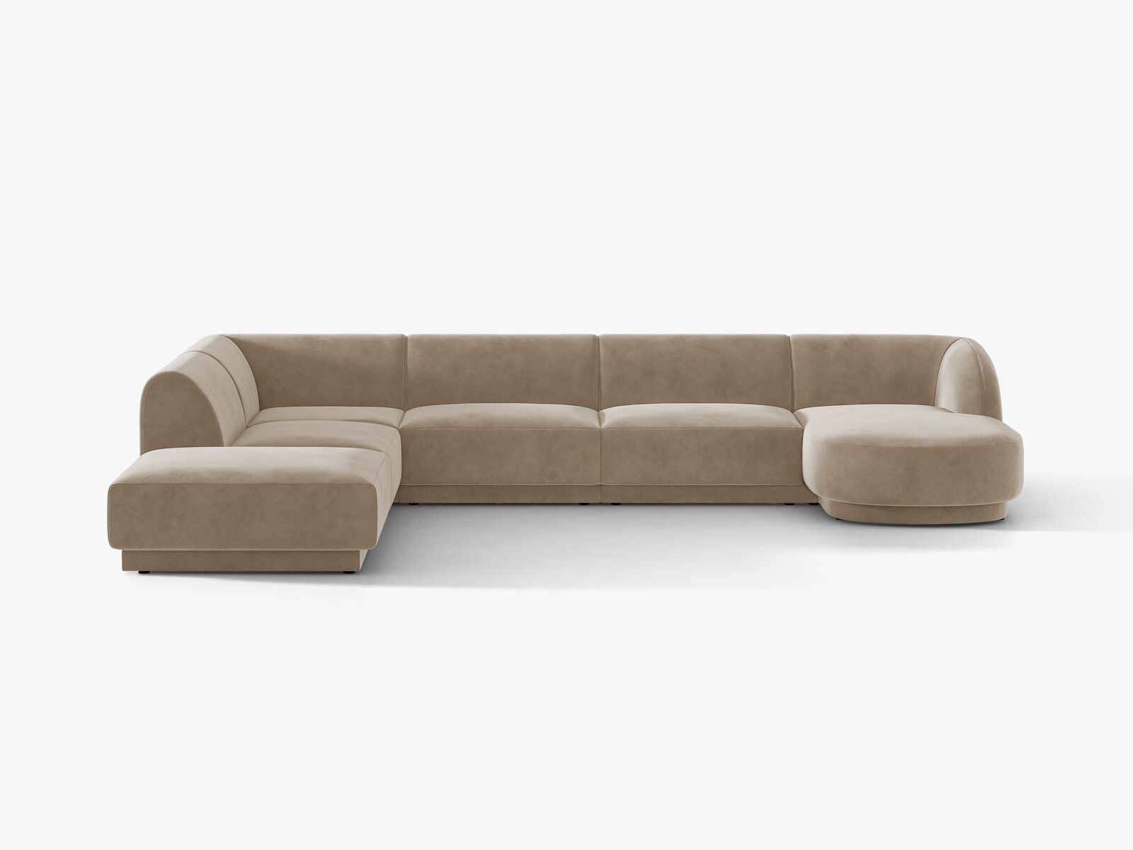 Micadoni Panorama-Ecksofa Miley 6-Sitzer Links Samt Bluvel Cappuccino