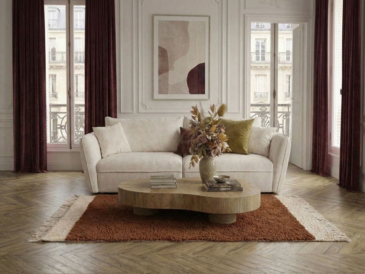 Bobochic Luigi Sofa 3-Sitzer Strukturstoff Weiß