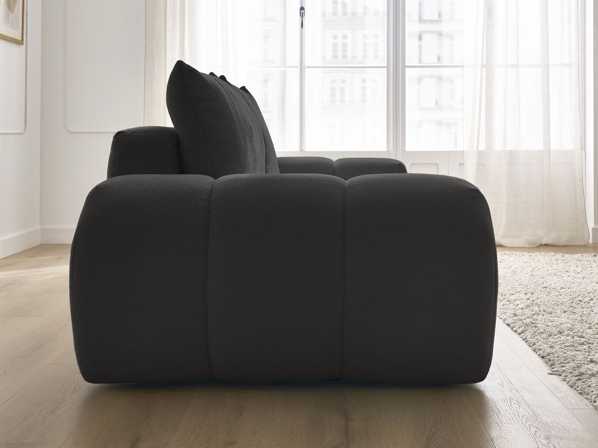 Bobochic Everest Sofa 3-Sitzer, 2 Kissen Strukturstoff Schwarz