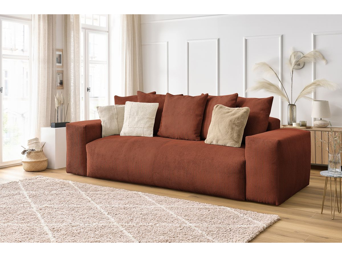 Bobochic Voltaire Sofa 3-Sitzer 280 × 124 cm Cordsamt Orange