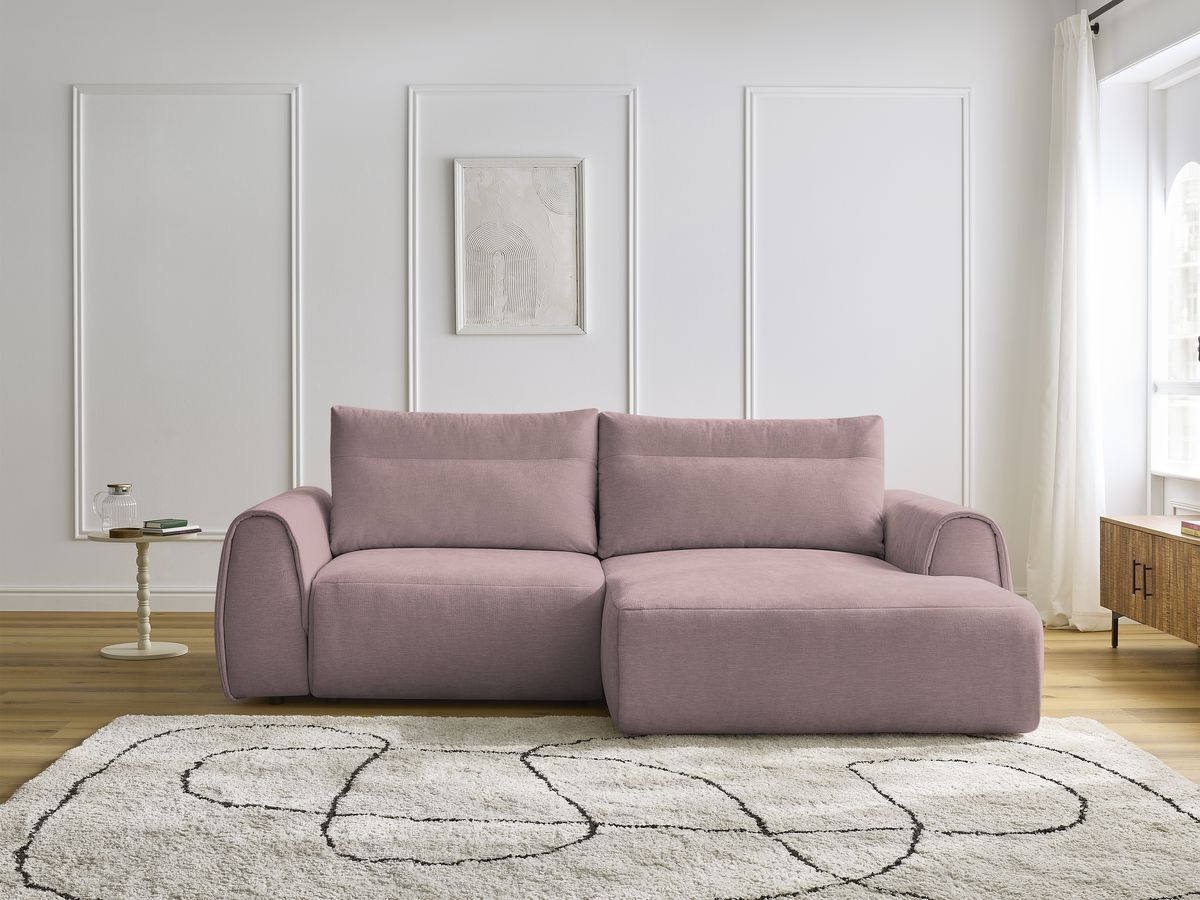 Bobochic Aden Ecksofa 246 × 152 cm Stoff Rosa Ecke rechts