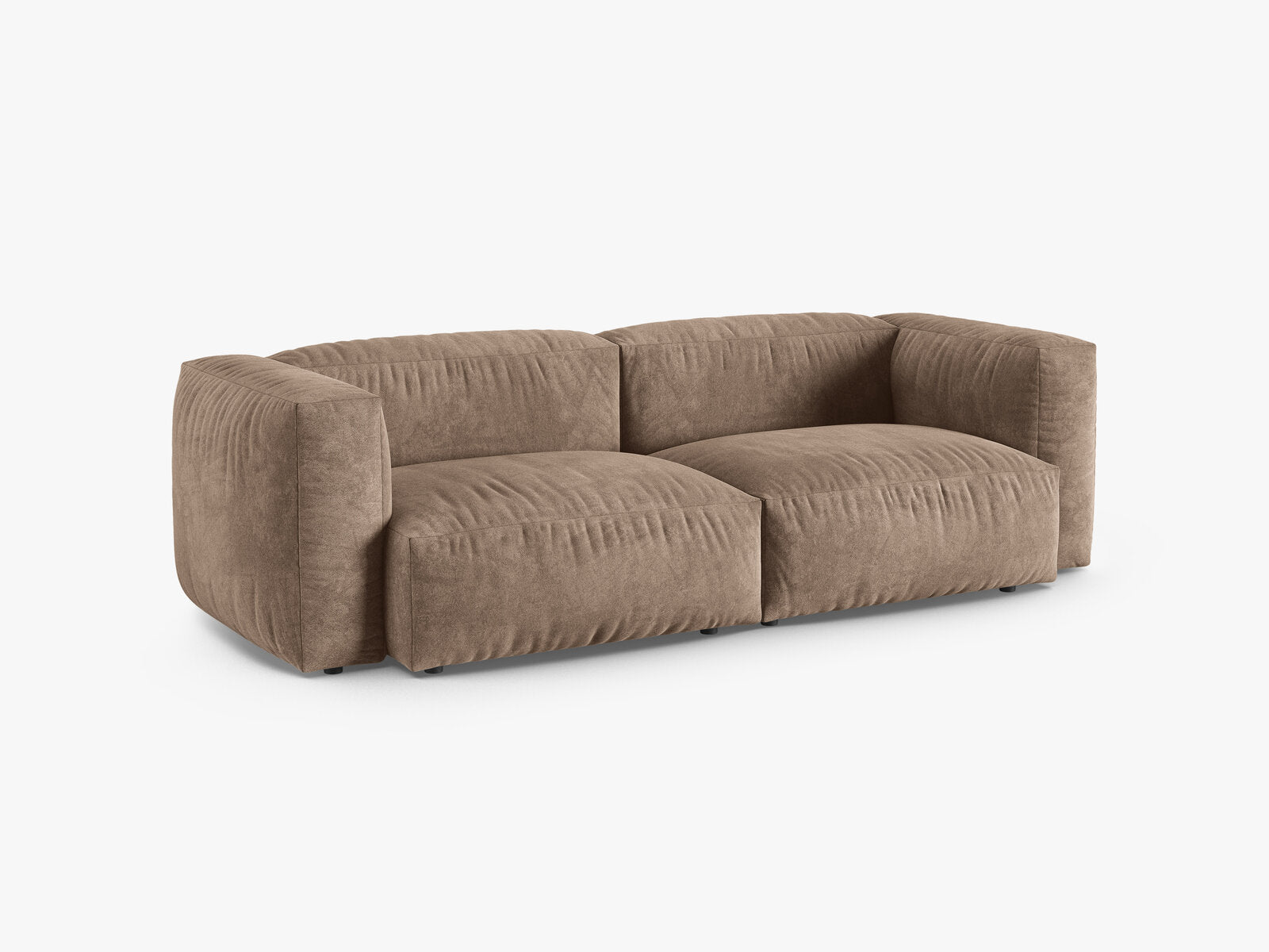 Micadoni Sofa Martina 3-Sitzer 90cm Sitztiefe Samt Vogue Dunkelbeige