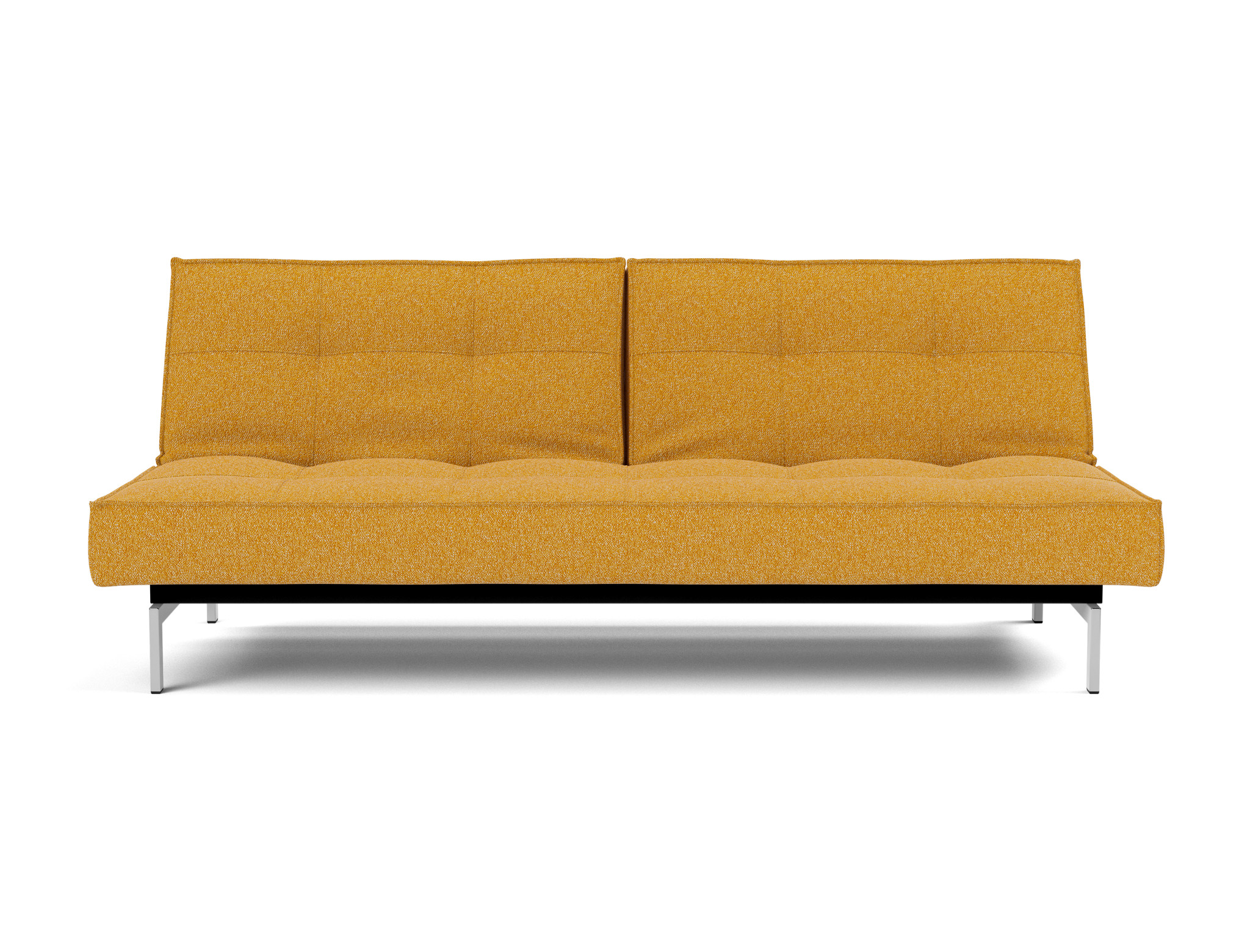 Schlafsofa Splitback Boucle Skandi 536-Ochre Beine Chrom