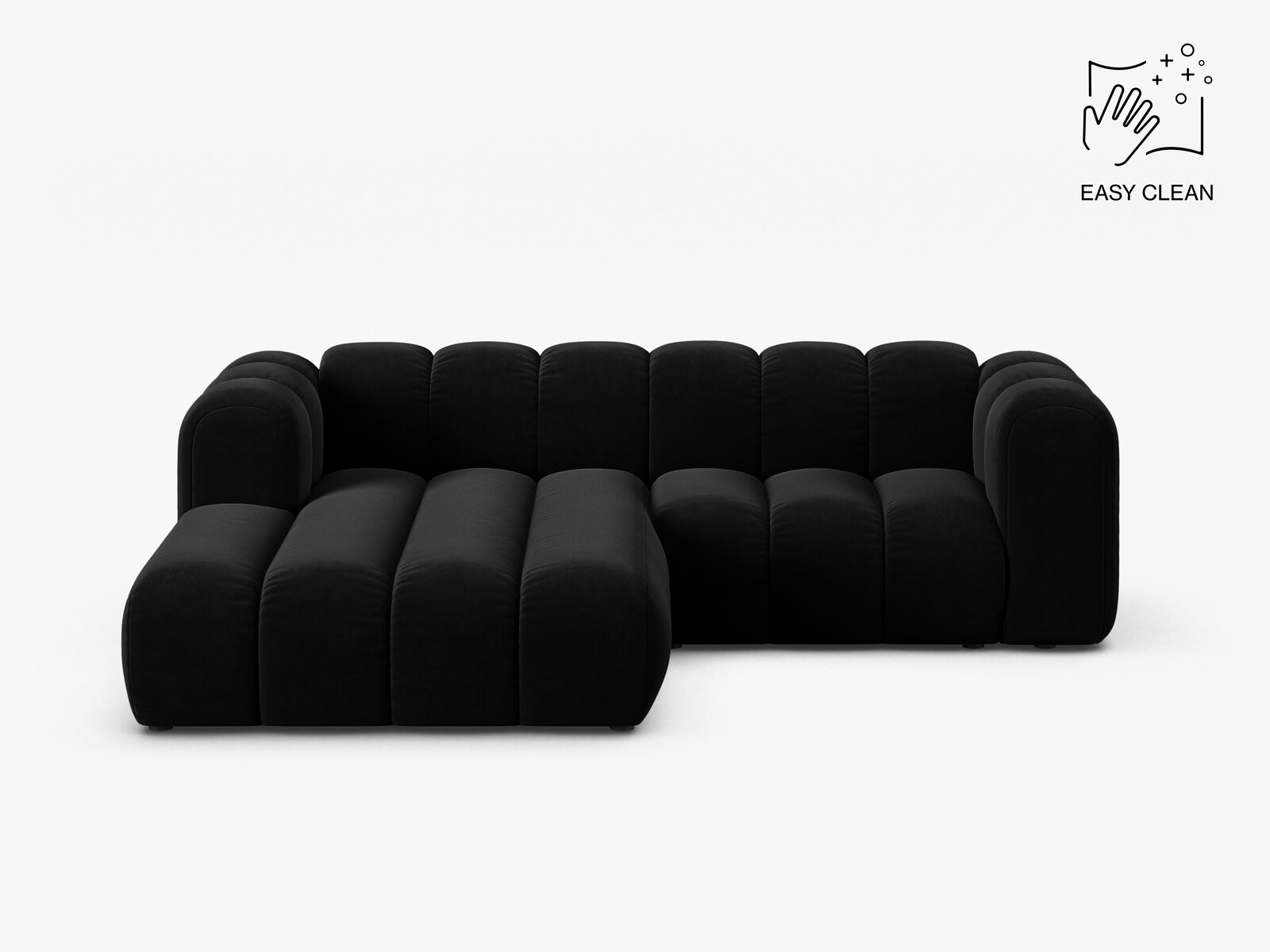 Micadoni Modulares Ecksofa Lupine 3-Sitzer Samt Venus Schwarz Links
