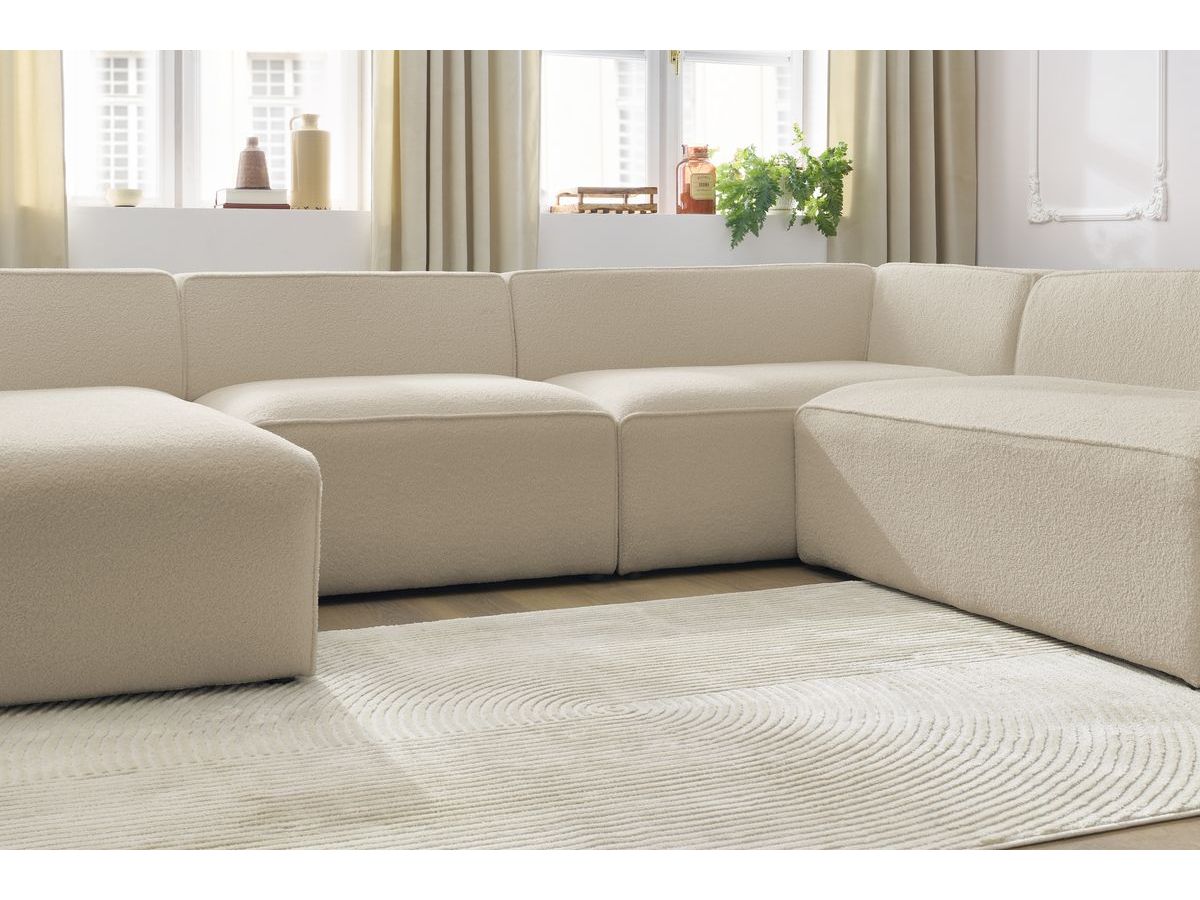 Bobochic Megeve Wohnlandschaft Bouclé-Stoff Beige Ecke links