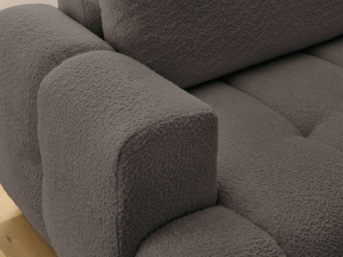 Bobochic Fuji Ecksofa mit Schlaffunktion und Bettkasten 282 × 204 cm Bouclé-Stoff Braun Ecke rechts