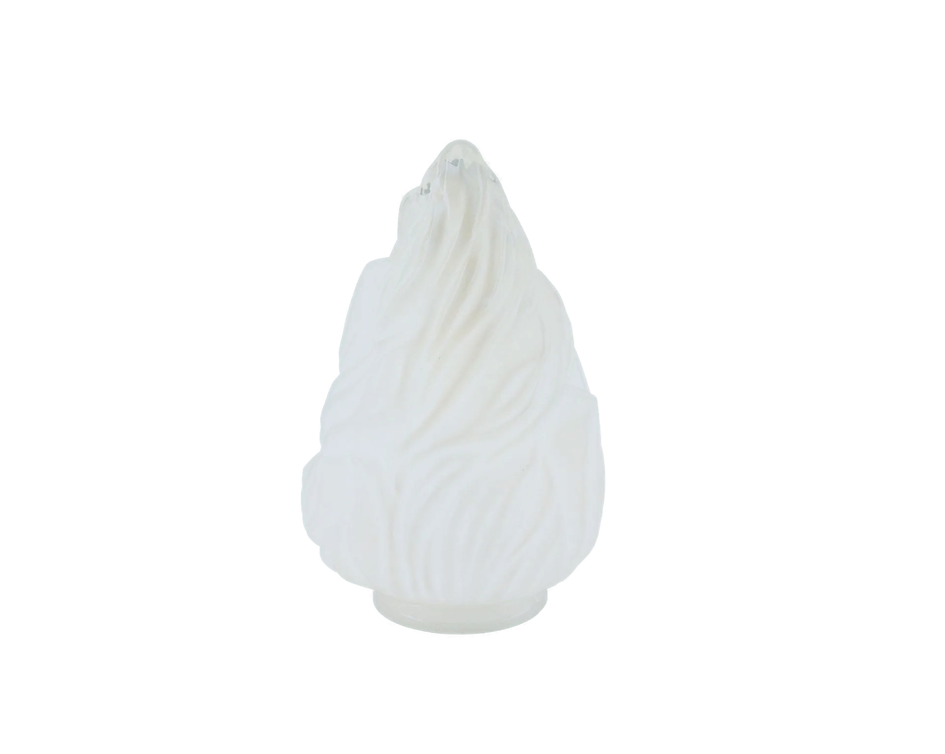 Berliner Messinglampen Glasschirm Nr. 170 Tropfenform, Opalglas weiß glänzend