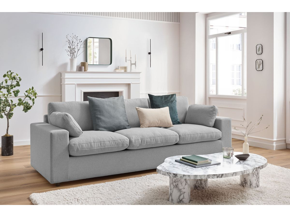 Bobochic Belair Sofa 3-Sitzer 250 × 93 cm Stoff Hellgrau