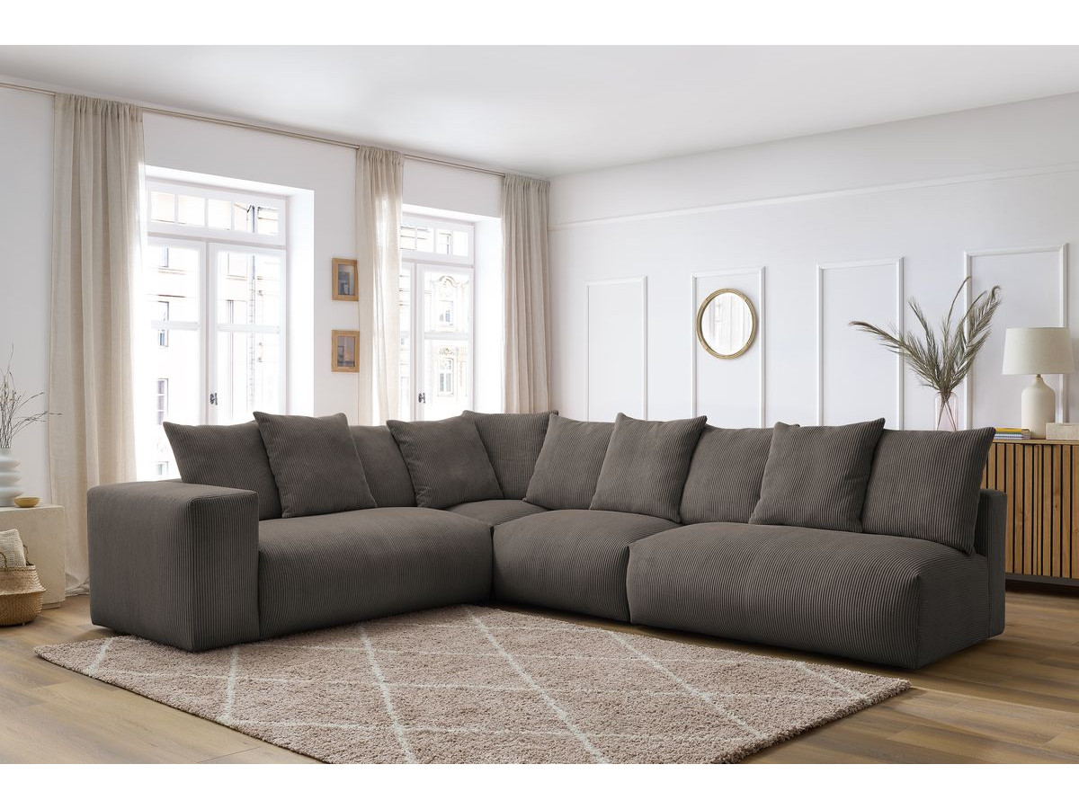Bobochic Voltaire Ecksofa 322 × 268 cm Cordsamt Taupe Ecke links