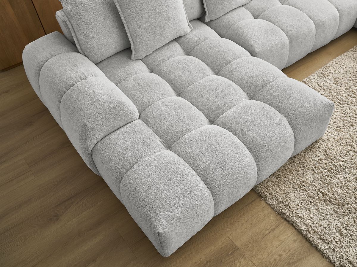 Bobochic Everest Wohnlandschaft, 14 Kissen Melange-Stoff Hellgrau Ecke links