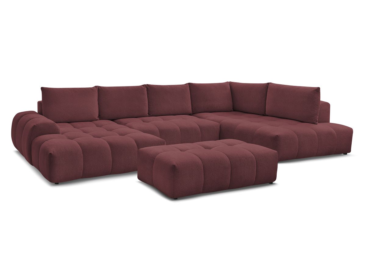 Bobochic Everest Wohnlandschaft mit Pouf, 6 Kissen Melange-Stoff Rot Ecke links