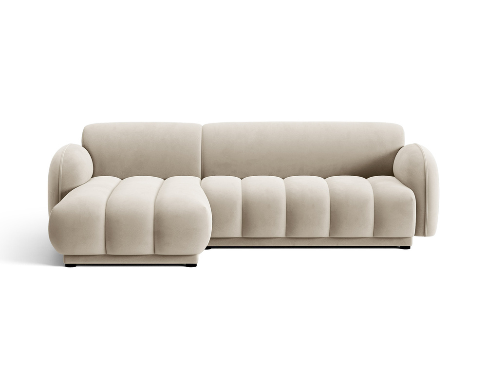 Cosmopolitan Design Ecksofa Bilbao 3-Sitzer Samt Casino Helles Beige Links