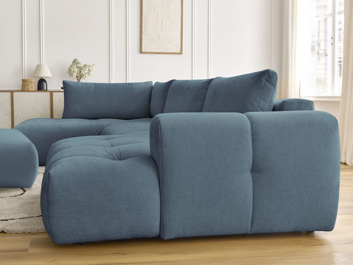 Bobochic Fuji Wohnlandschaft mit Pouf Stoff Hellblau Ecke rechts