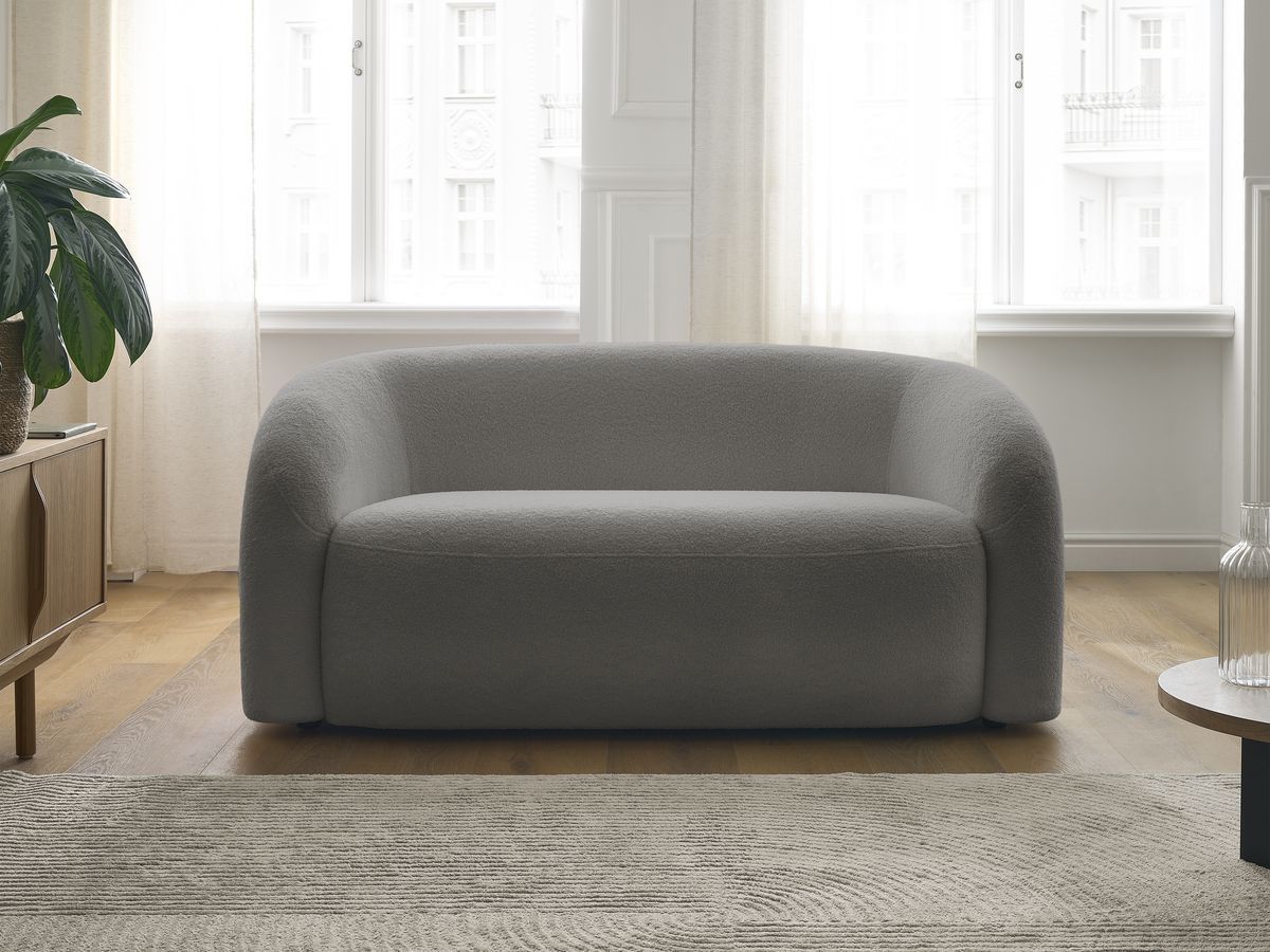 Bobochic Elina Sofa 2-Sitzer Bouclé-Stoff Dunkelgrau