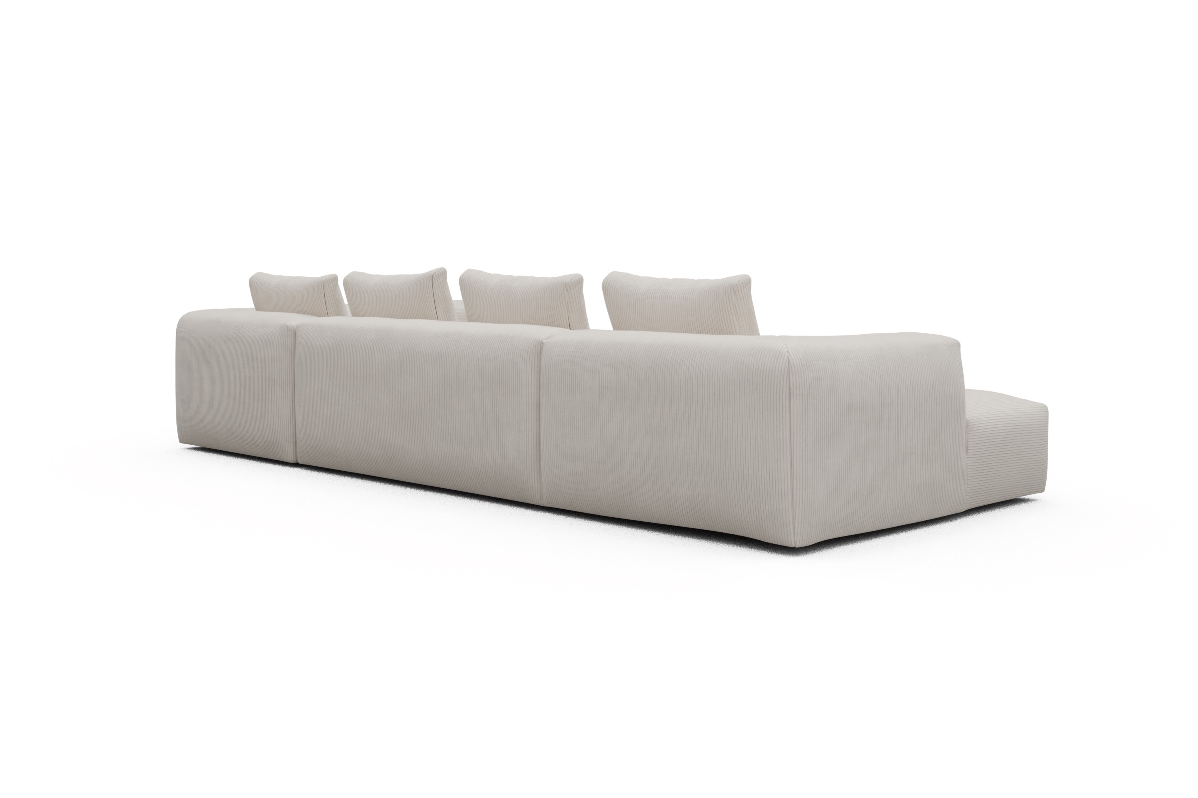 Wohnlandschaft Fred Chaiselongue links mit 2-Sitzer und lange Armlehne rechts Corduroy-Ivory