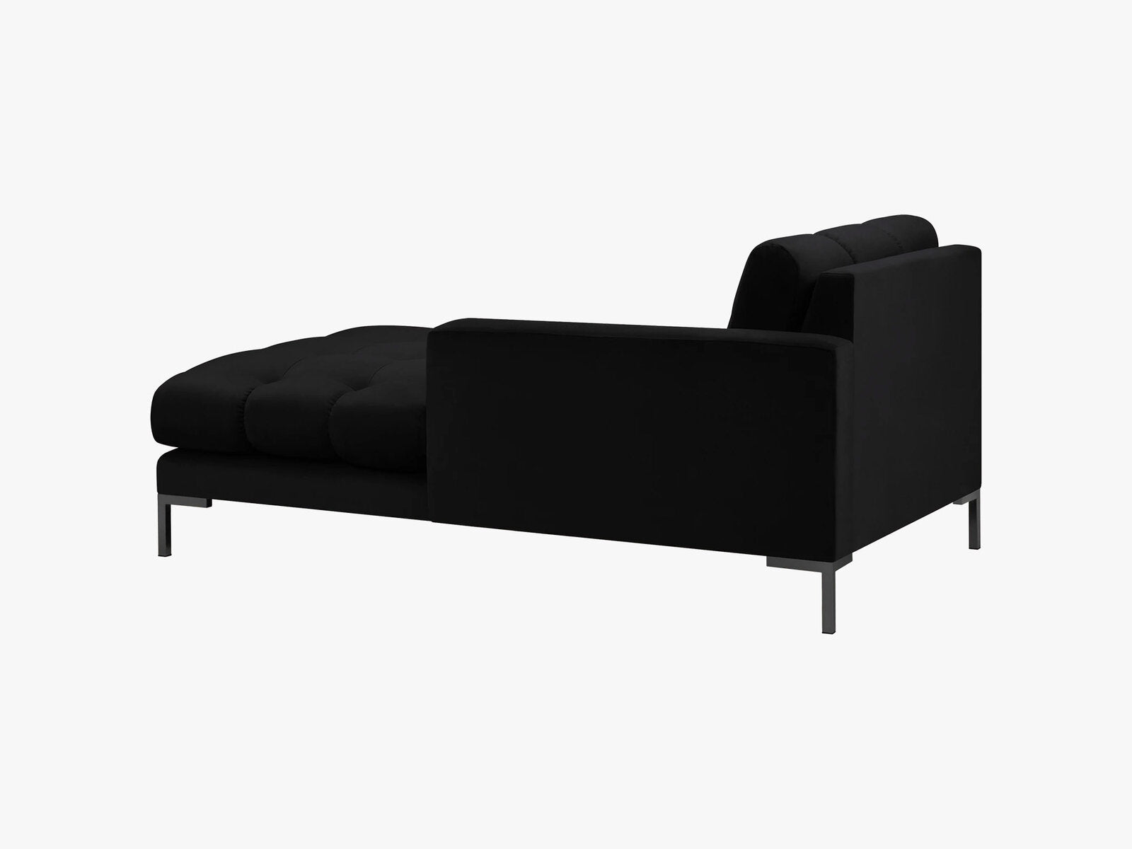 Micadoni Recamiere Mamaia 1-Sitzer Rechts Samt Bluvel Schwarz schwarze Beine